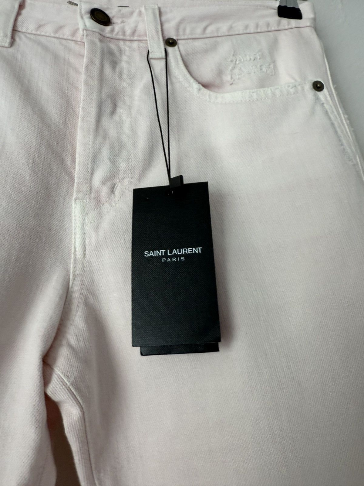 Saint Laurent Paris Pale Pink Straight-Leg Denim Jeans Size US 29 - 7 Thumbnail