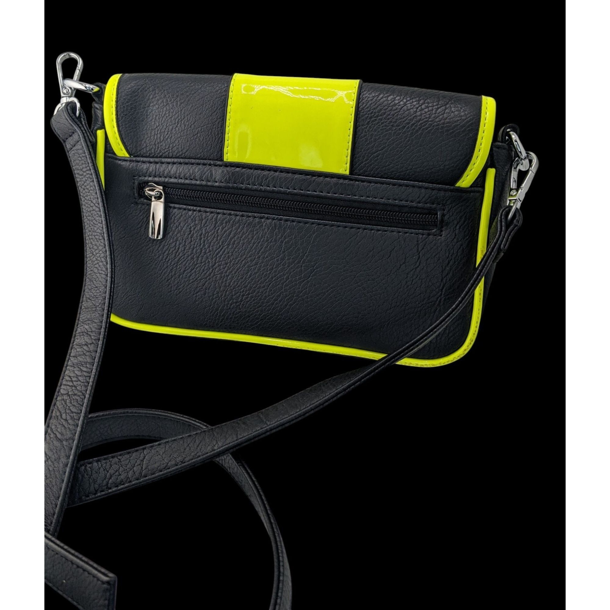 Other Sourpuss Black & Neon Yellow Studded Crossbody Purse Faux Le Size ONE SIZE - 2 Thumbnail