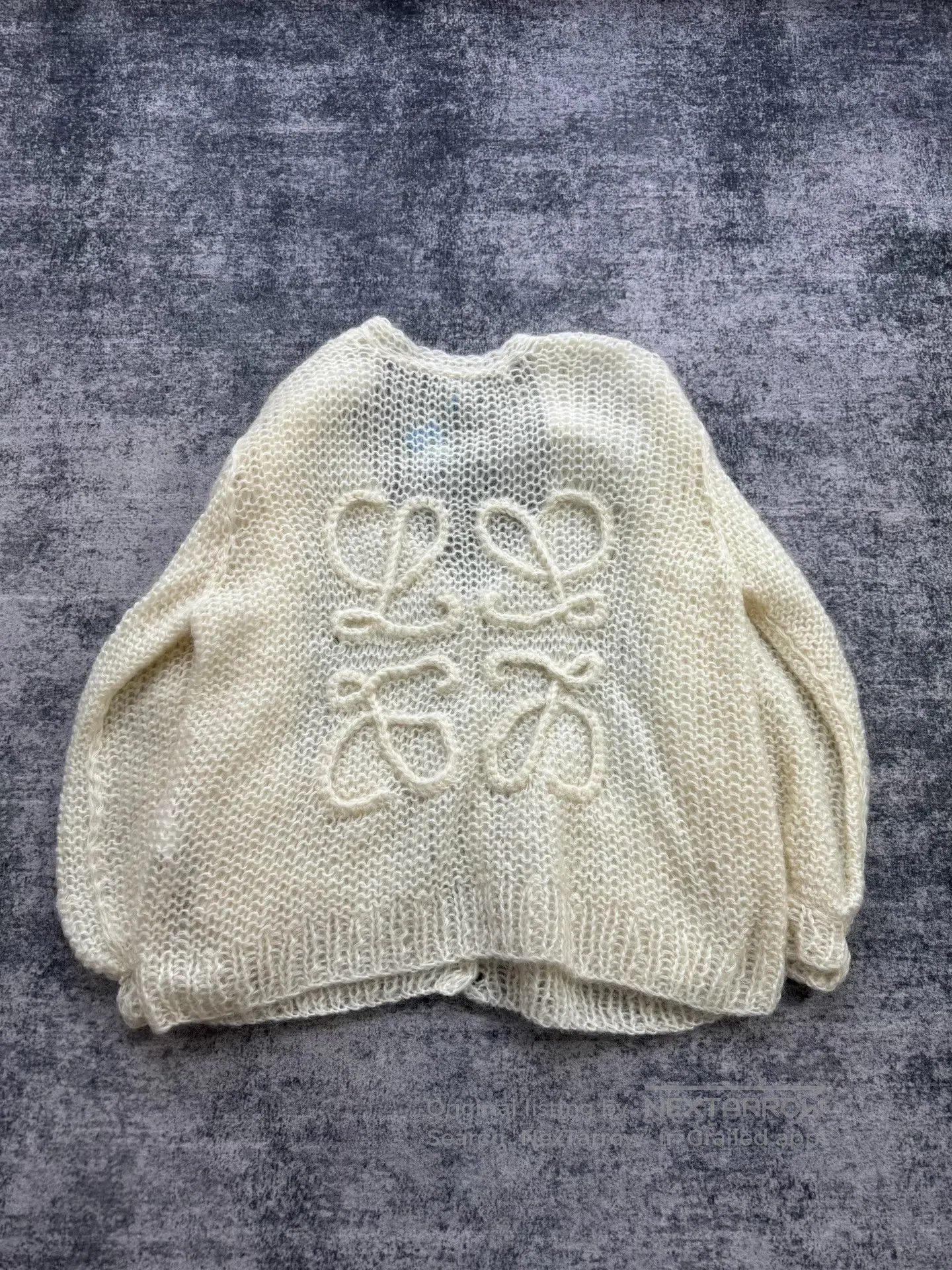 Loewe Loewe Cream Mohair 3D Logo Cut-Out Cardigan| Size S / US 4 / IT 40 - 2 Thumbnail