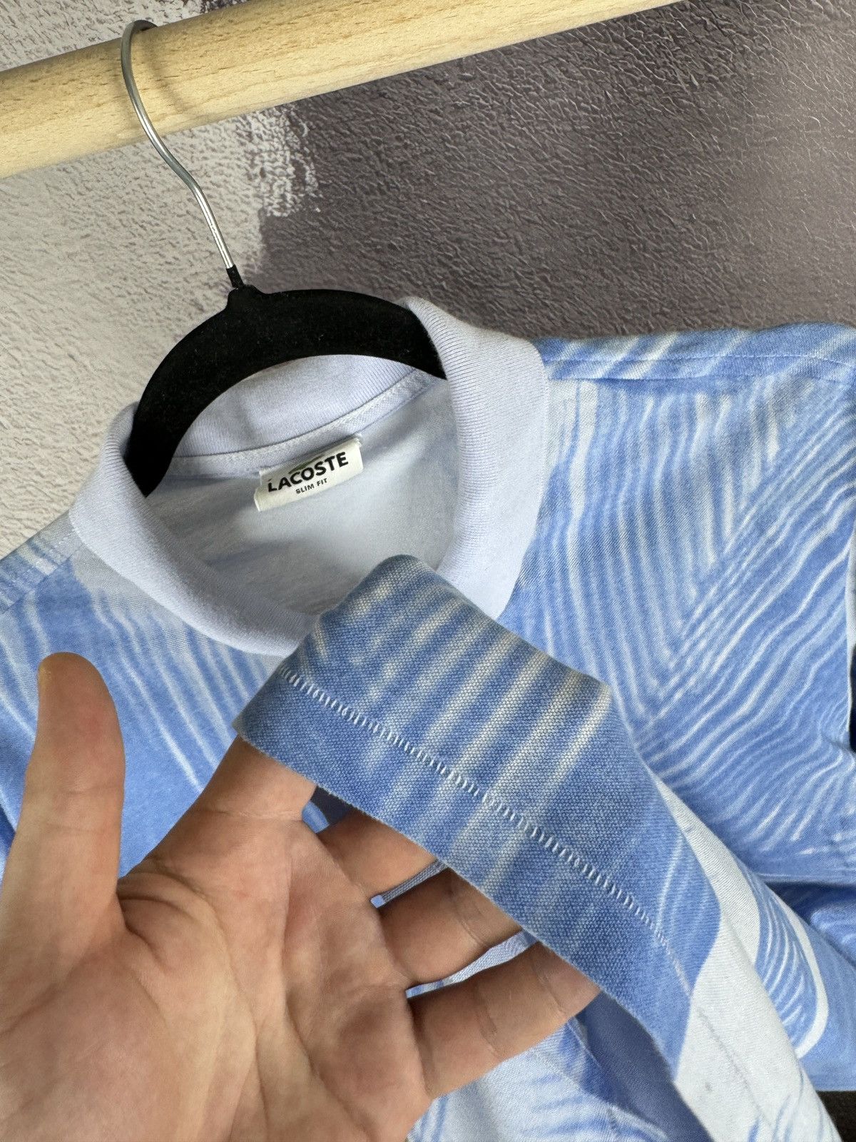 Lacoste Lacoste Pale Lilac Slim Fit Polo Blue Palm Leaf Pattern Size US L / EU 52-54 / 3 - 10 Thumbnail
