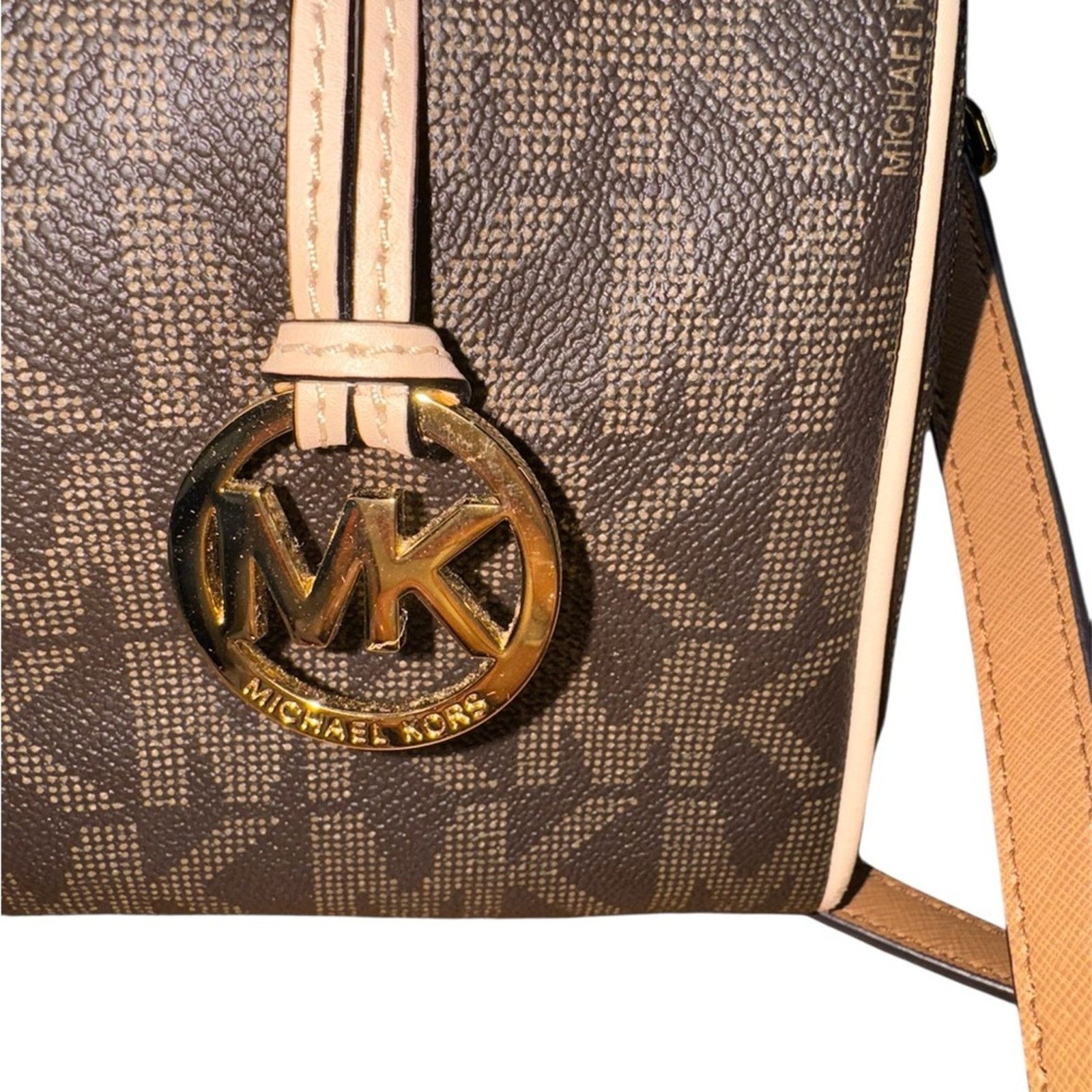 Michael Kors Michael Kors Signature Brown and Tan leather Barrel hand bag Size ONE SIZE - 5 Thumbnail