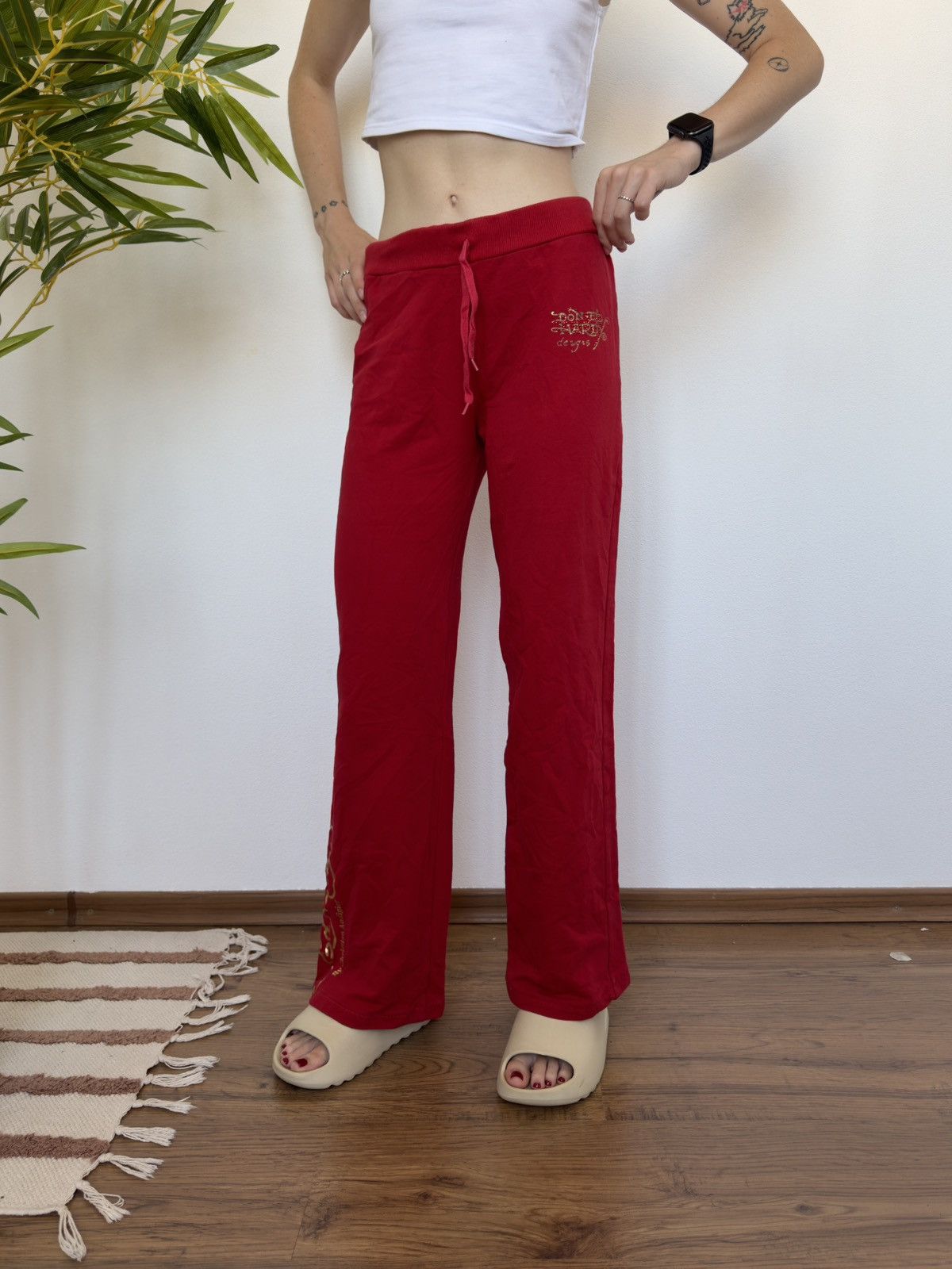 Ed Hardy VINTAGE ED HARDY STRAIGHT RED SWEATPANTS Size 27" / US 4 / IT 40 - 6 Thumbnail