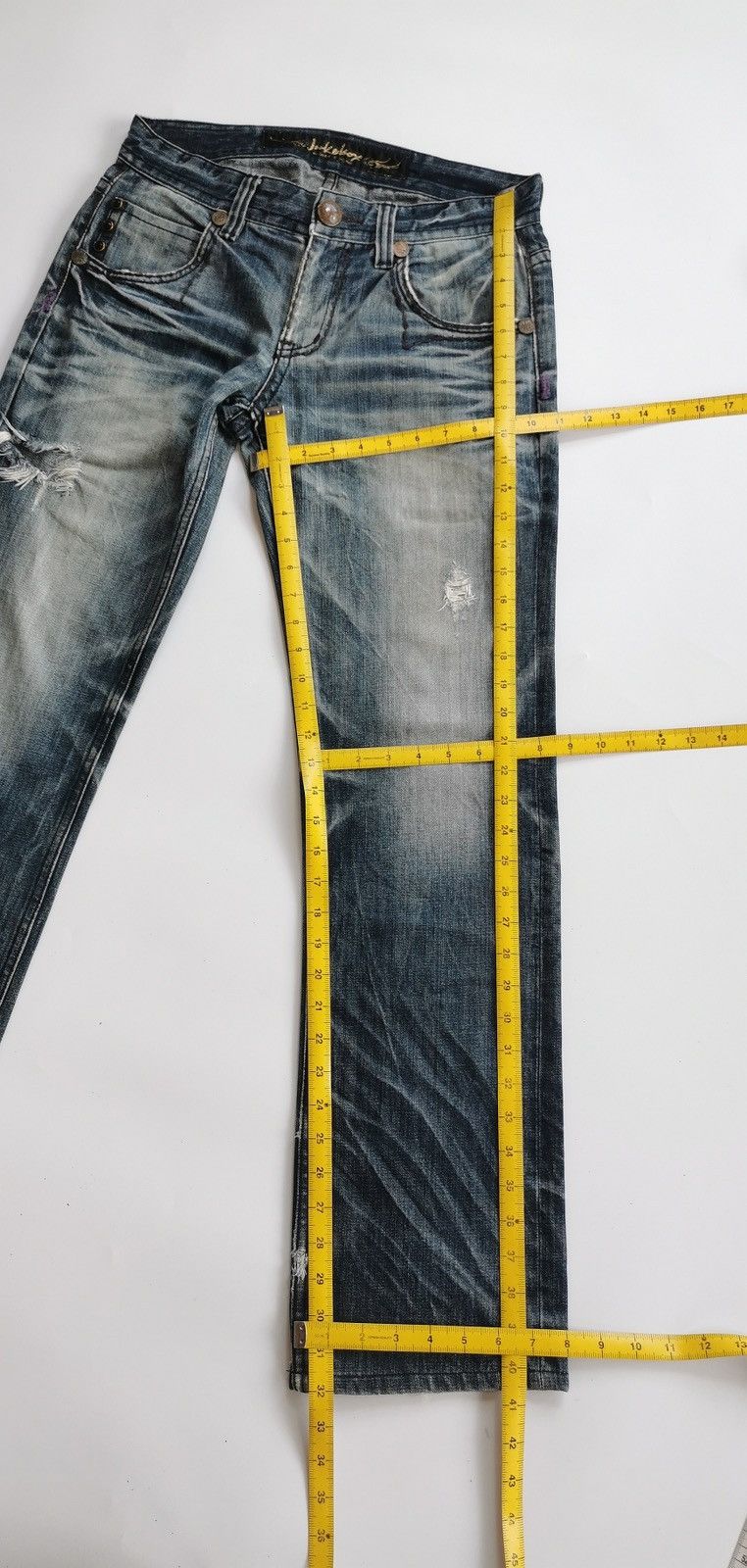 Japanese Brand Jukebox Japan Whiskers Faded Distressed Jeans Size US 31 - 11 Thumbnail