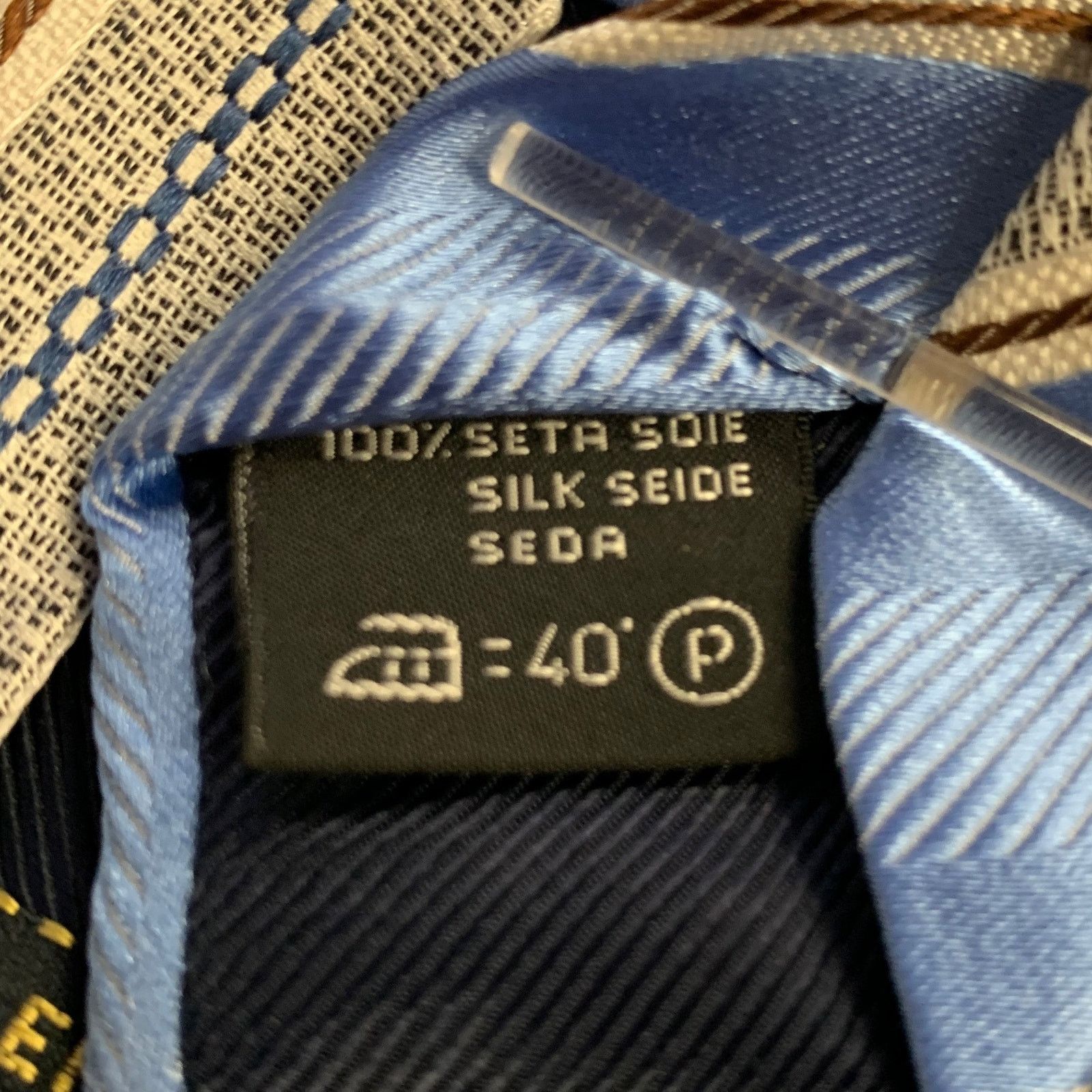 Ermenegildo Zegna ERMENEGILDO ZEGNA Blue Cream Diagonal Stripe Silk Tie Size ONE SIZE - 5 Thumbnail