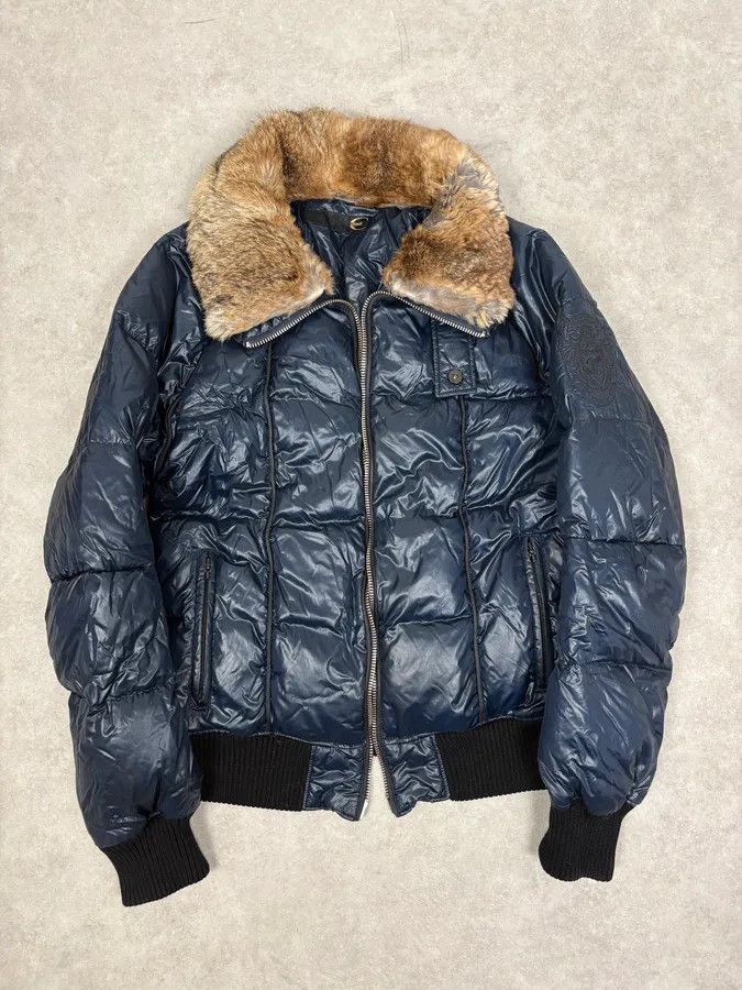 Just Cavalli FW2008 Cavalli Fur Collar Navy Puffer Jacket Size US M / EU 48-50 / 2 - 1 Thumbnail