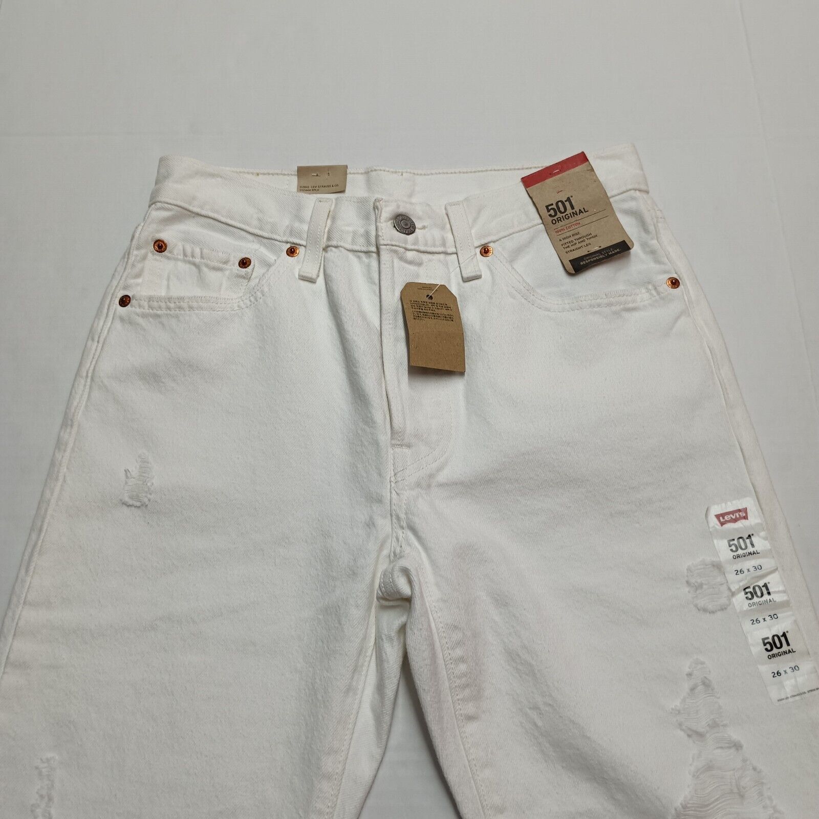 Levi's Levi's 501 Jeans Women's 26x30 Button Fly Distress White Size 26" / US 2 / IT 38 - 4 Thumbnail