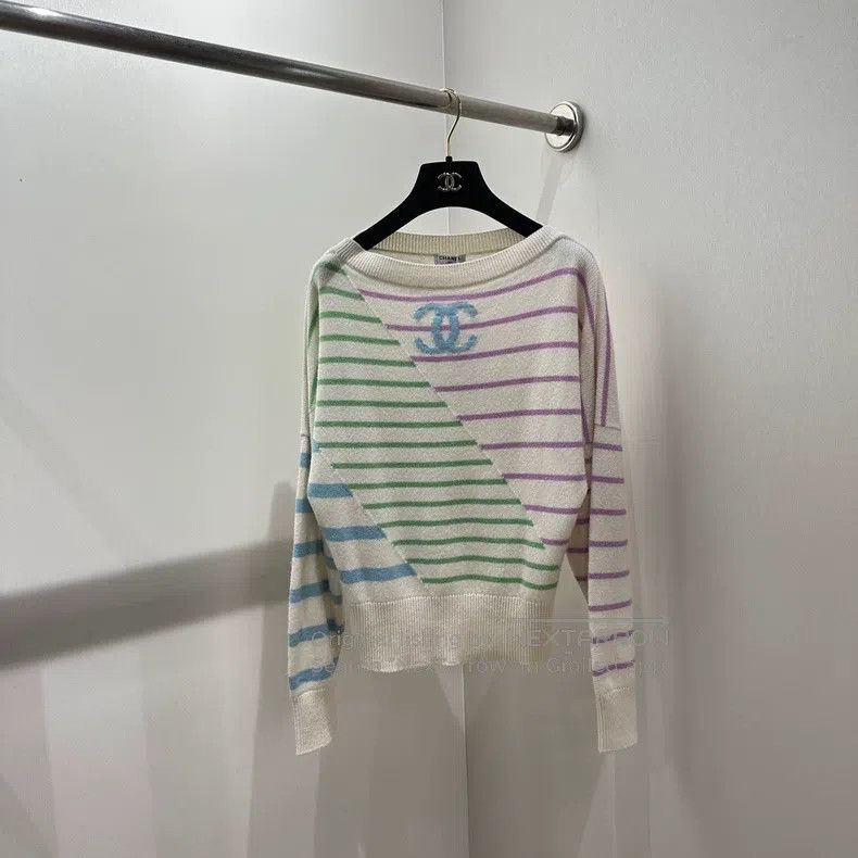 Chanel Chanel Colorful striped Logo cashmere sweater Size XS / US 0-2 / IT 36-38 - 1 Thumbnail