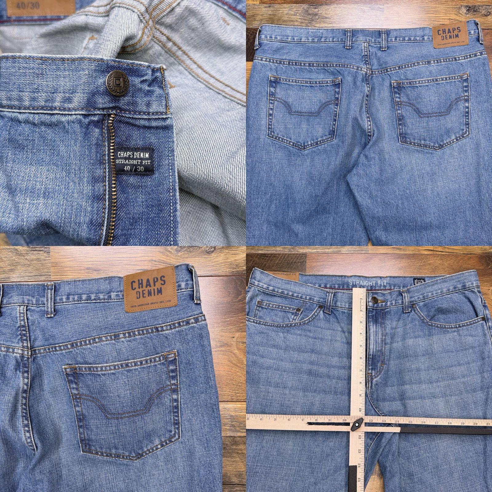 Chaps Chaps Jeans Mens 40x30 Mid Rise Denim 1978 Straight Regular 5-Pocket Logo Cotton Blue Size US 40 / EU 56 - 8 Thumbnail