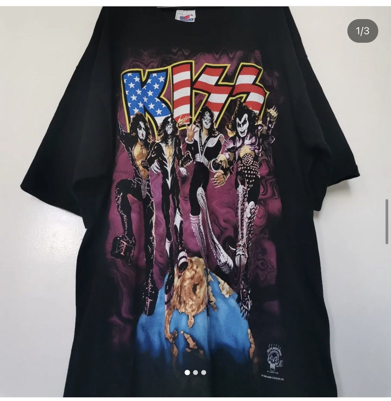 image of Band Tees x Kiss Band Kiss World Tour ‘97’ in Black, Men's (Size XL)