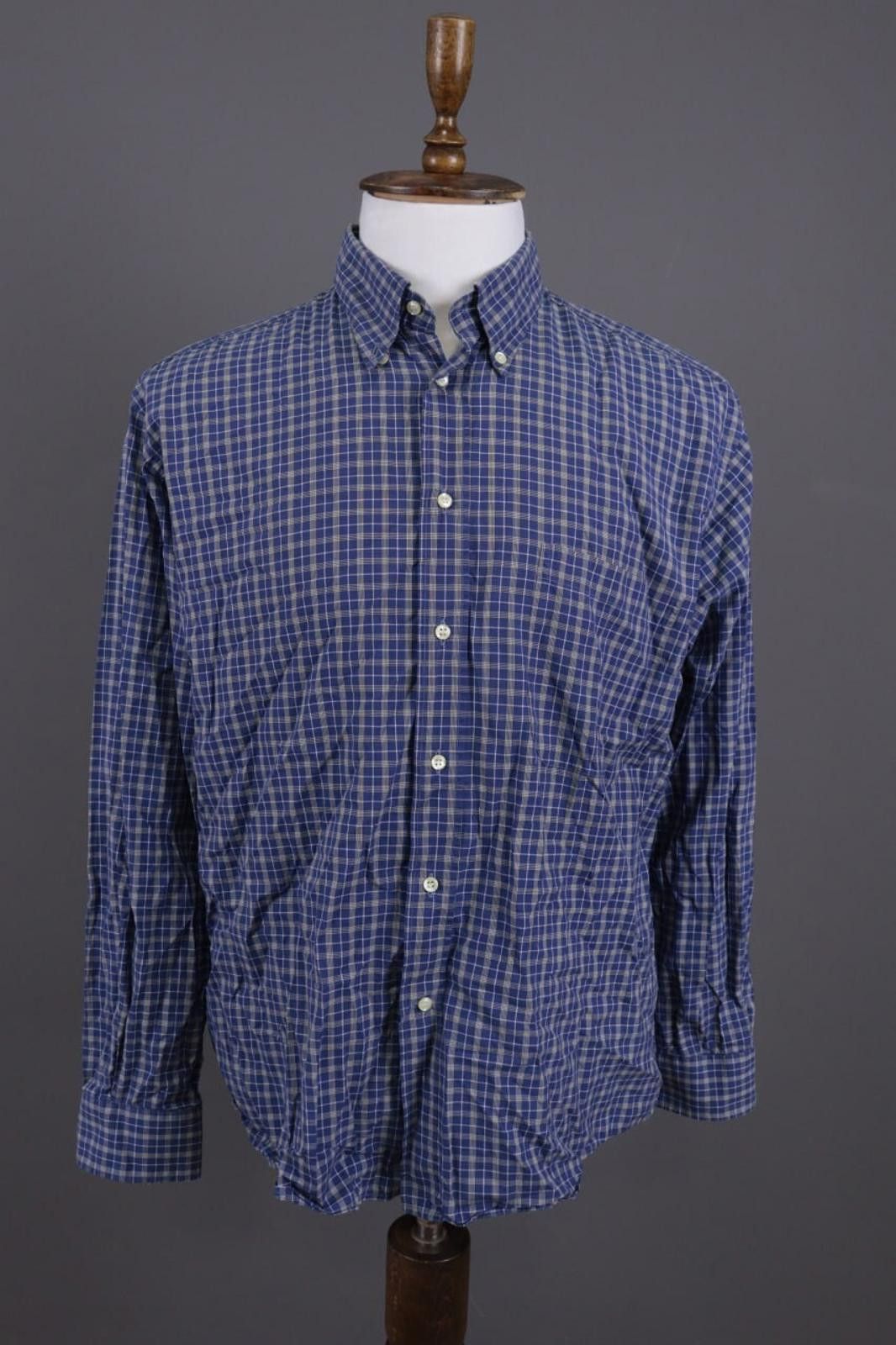 Corneliani Corneliani Blue Check Button Down Shirt Size 42 / 16.5 Size US M / EU 48-50 / 2 - 1 Thumbnail