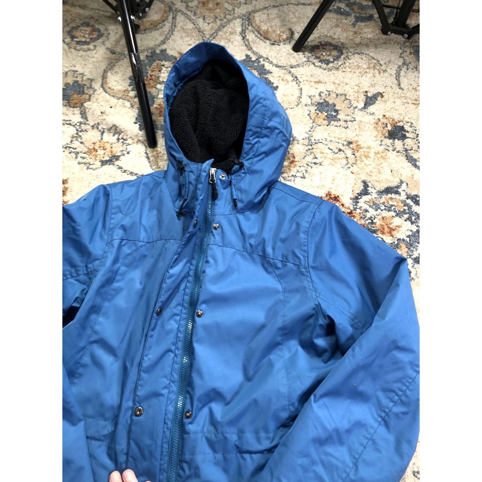 Vintage LL Bean Coat Womens Medium Blue Hooded Fleece Lined Quilted Insulated Parka Size M / US 6-8 / IT 42-44 - 7 Thumbnail