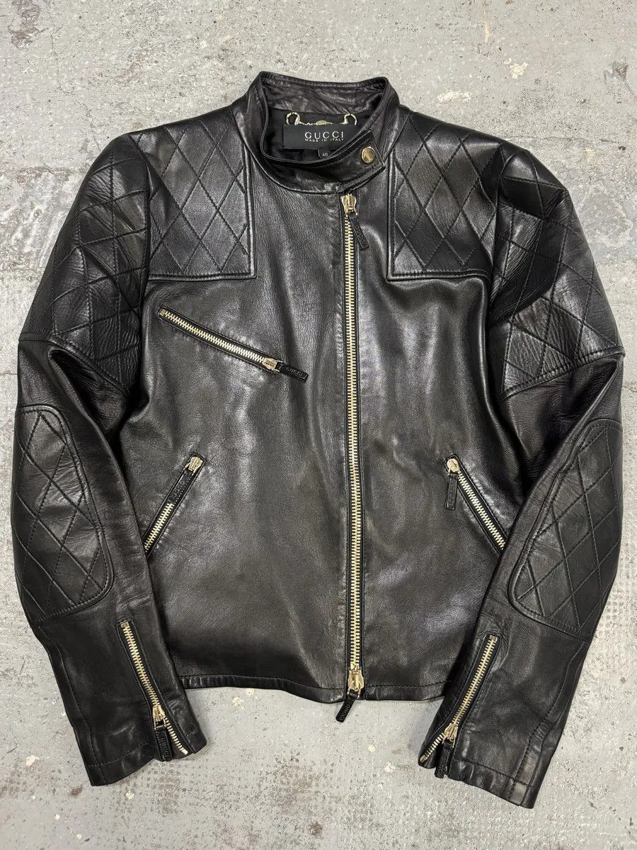 Gucci 2000s Gucci Asymmetrical Black Leather Jacket Size S / US 4 / IT 40 - 1 Thumbnail