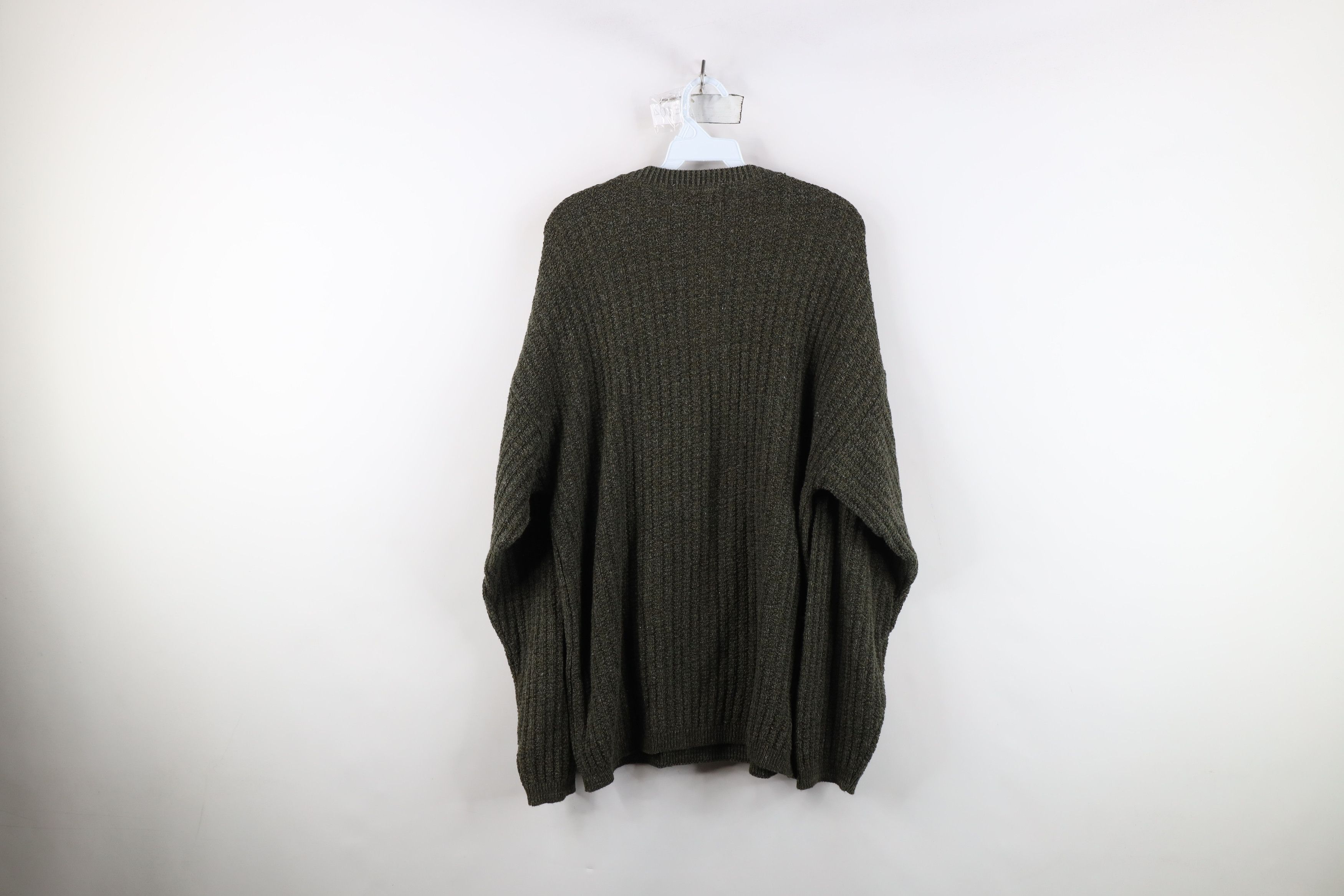 Vintage Vintage 90s Streetwear Ribbed Knit Henley Sweater Green USA Size US L / EU 52-54 / 3 - 7 Thumbnail