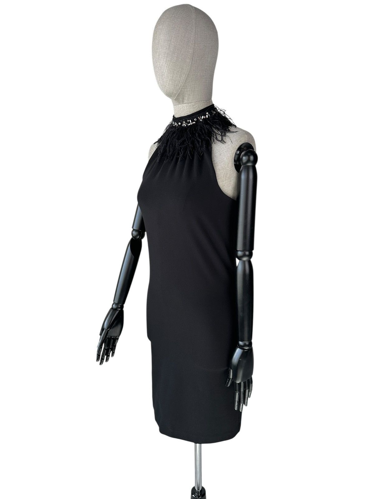 Max Mara MAX MARA Cocktail Halter Dress Ostrich Feathers Crystals Size S / US 4 / IT 40 - 3 Thumbnail