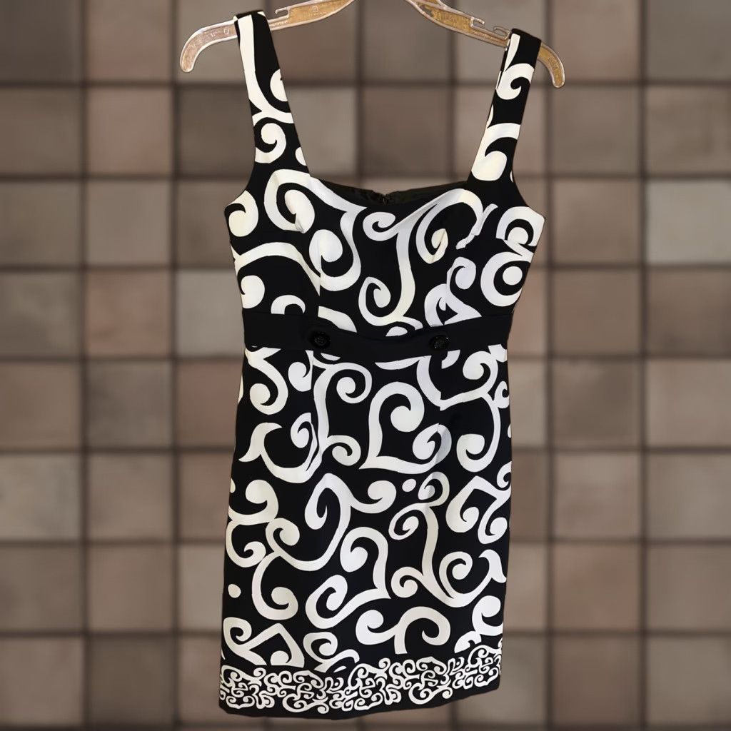 Vintage London Times Womens Dress Sleeveless Round Neck Zip Empire Waist Knee Length Black 90s Style Size 4 Formal Wedding Party/Cocktail Size S / US 4 / IT 40 - 1 Thumbnail