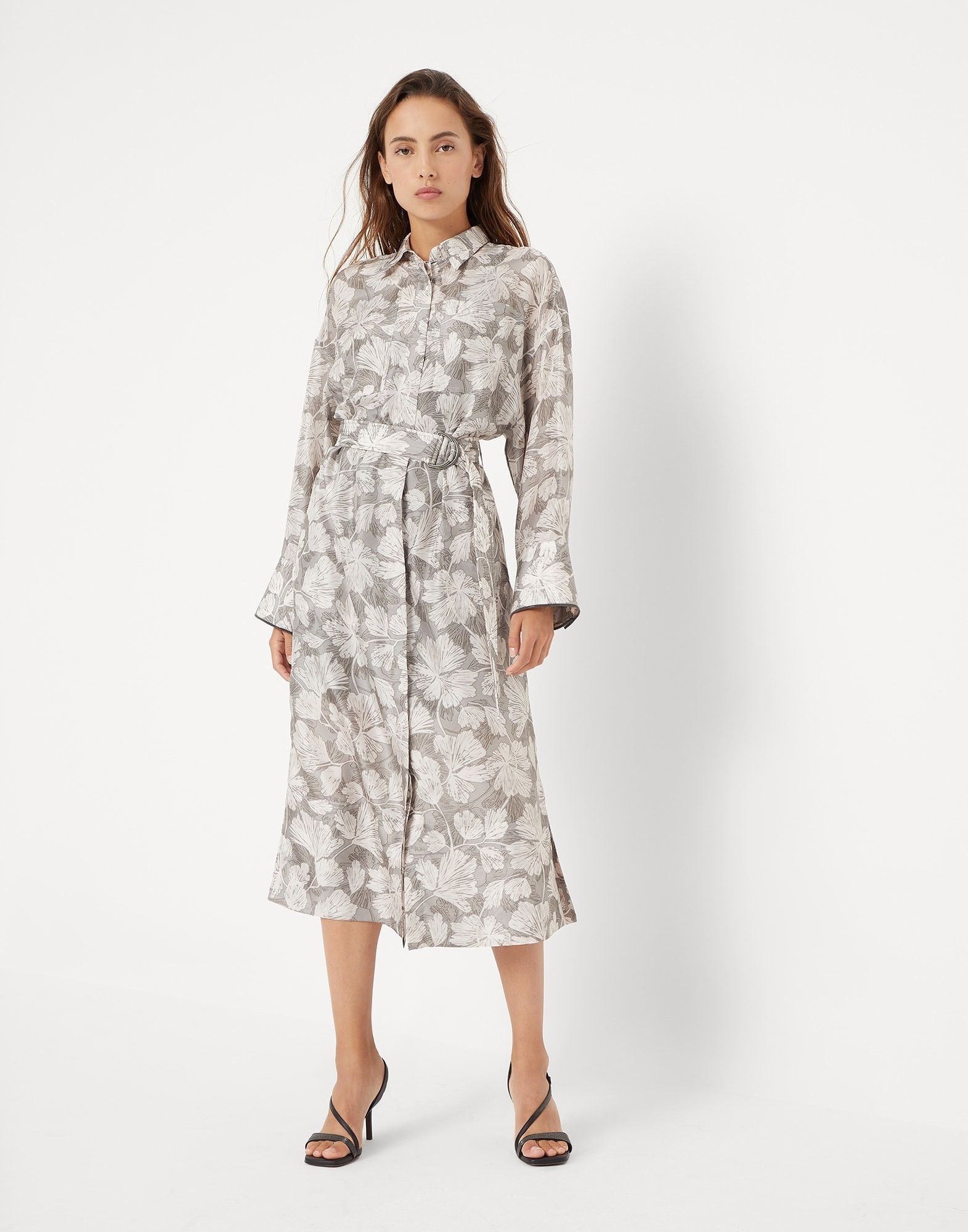 Brunello Cucinelli o1la1rc1a0325 Dress in Grey/White Size L / US 10 / IT 46 - 4 Thumbnail