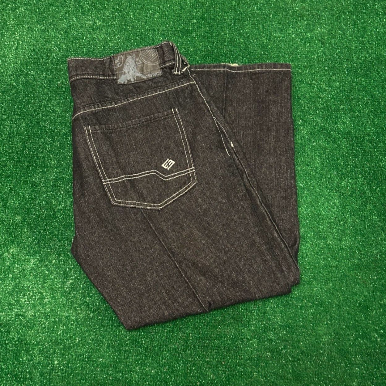 Enyce VINTAGE Enyce Baggy Skater Grunge Jeans Mens Size 36 Dark Wash Black 36x30 Regular Jeans Mens Grunge Y2K Baggy Wide-Leg Size US 36 / EU 52 - 5 Thumbnail