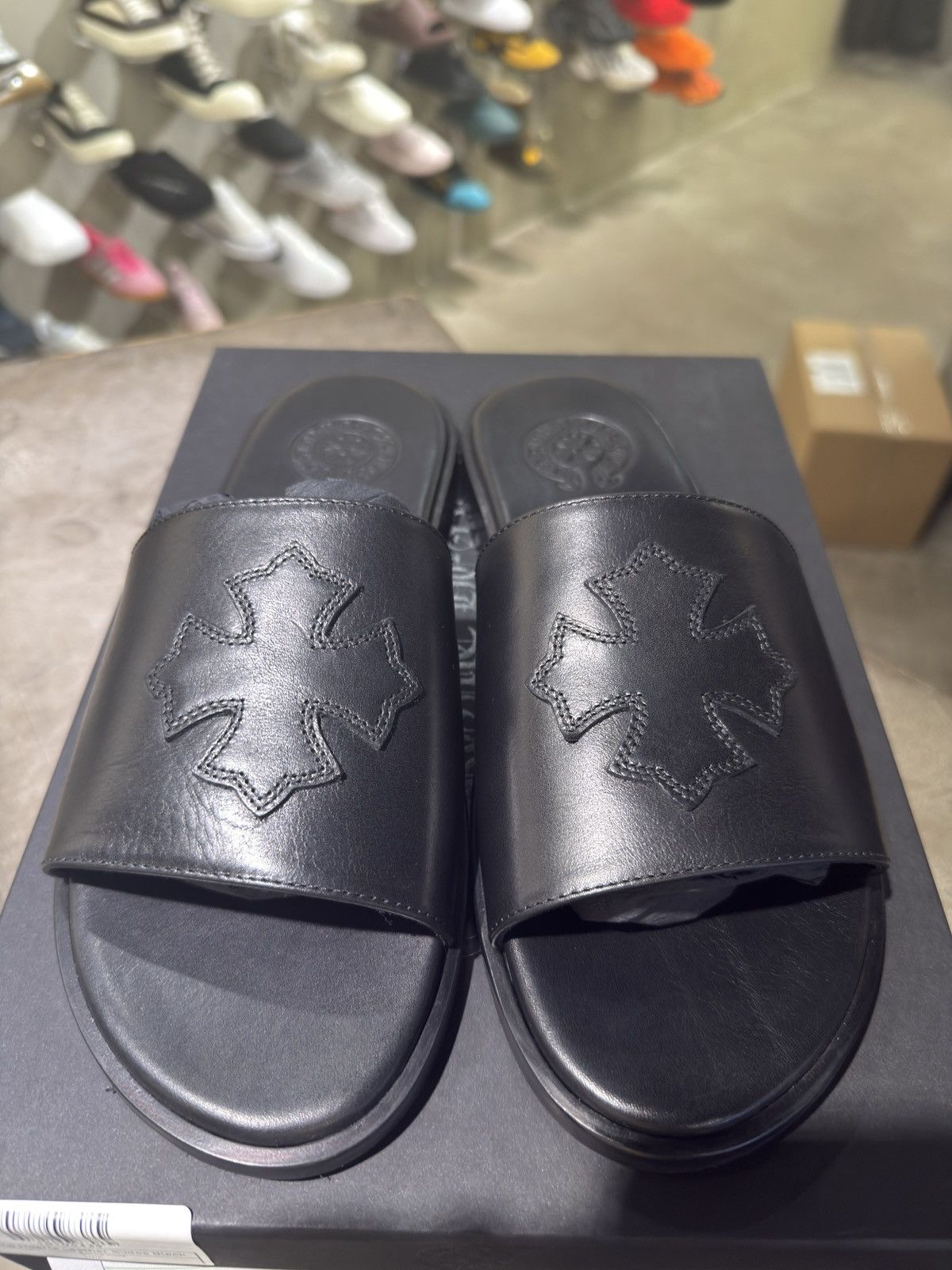 Chrome Hearts Chrome Hearts Leather Slides Black Size US 9 / EU 42 - 2 Thumbnail