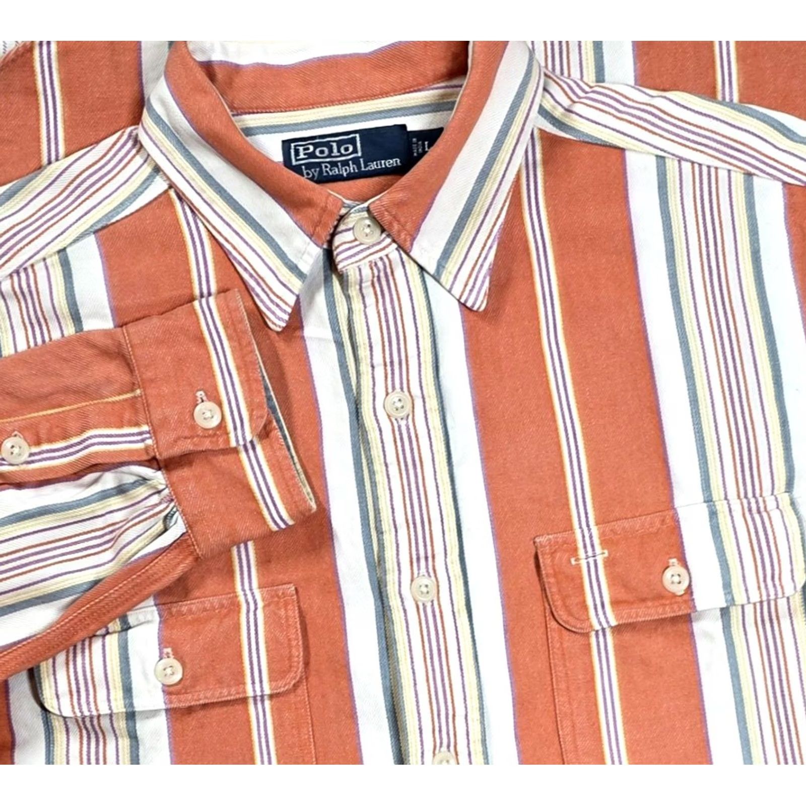 Ralph Lauren VINTAGE Polo Ralph Lauren Men Shirt Denim Navajo Stripe Orange Sz L Kang Size US L / EU 52-54 / 3 - 2 Thumbnail