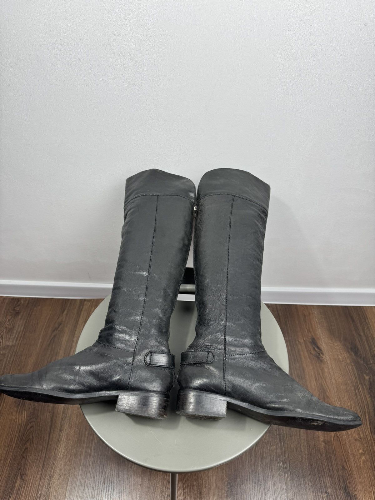 Other Vintage Black Leather High Riding Boots Tall Zip Women’s 40 Size US 9 / IT 39 - 10 Thumbnail