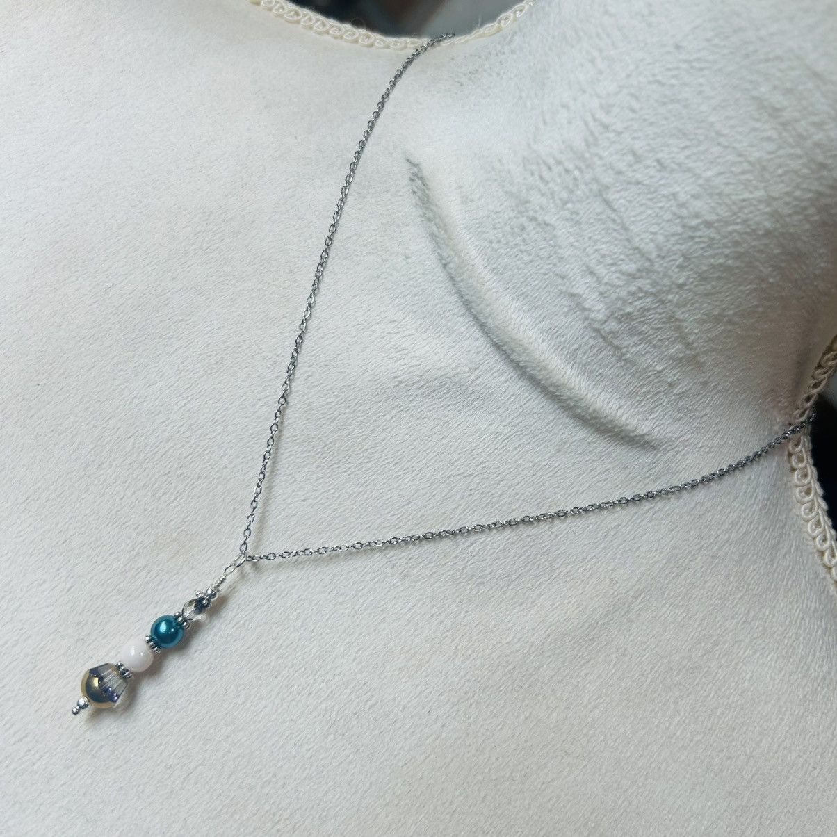Handmade Handcrafted di-cut glass pearl crystal necklace set Size ONE SIZE - 4 Thumbnail