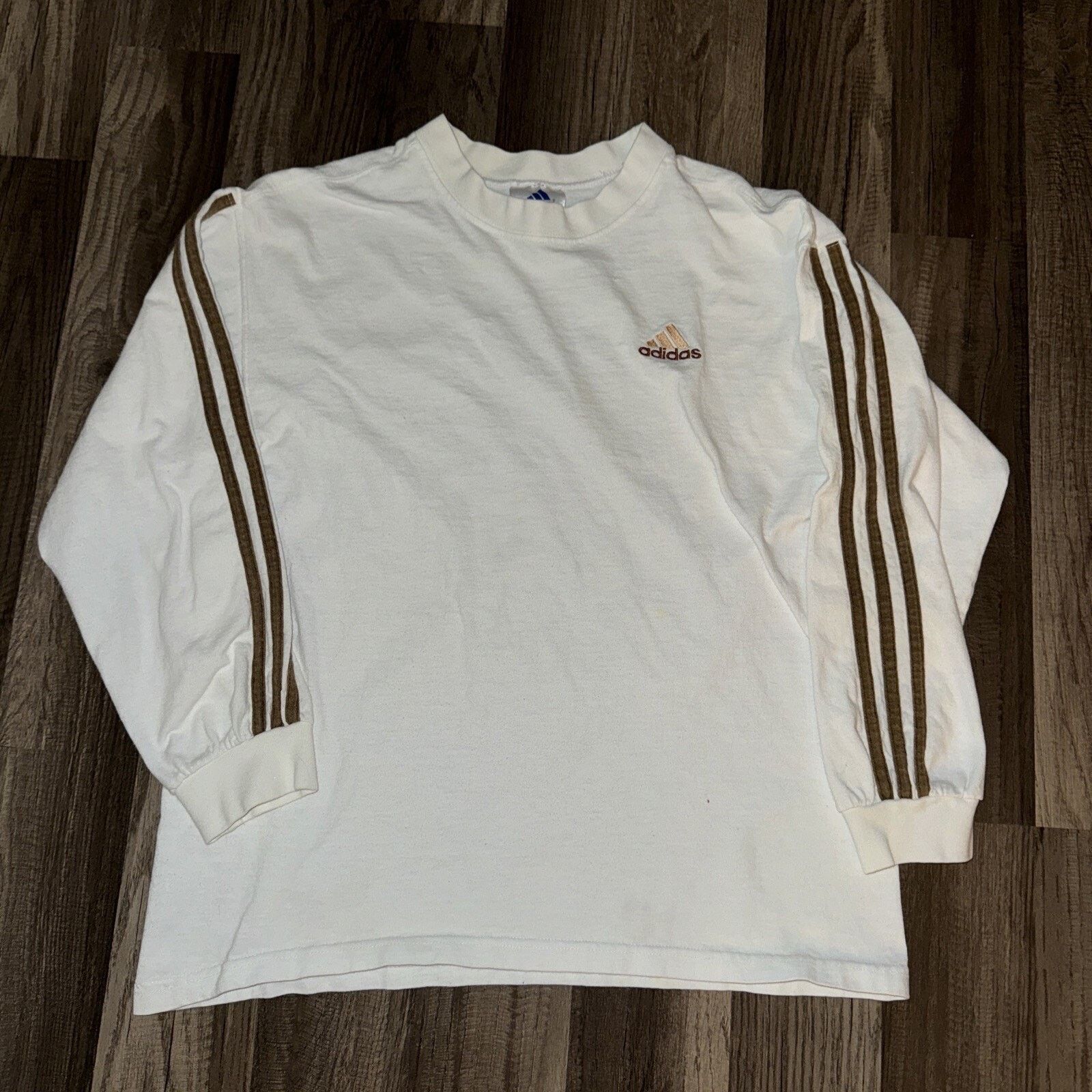 Adidas Vintage Adidas Long Sleeve Shirt White Medium 18x22 Size US M / EU 48-50 / 2 - 1 Thumbnail