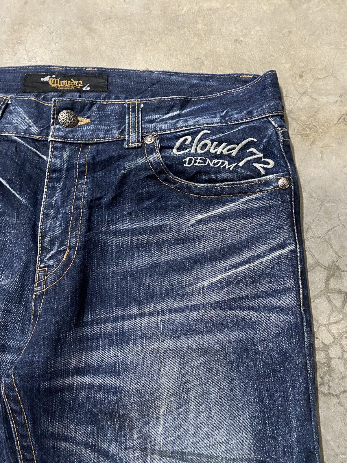 If Six Was Nine × Japanese Brand × Tornado Mart Baggy Jeans Cloud72 Skull Patch Distressed Design Size US 36 / EU 52 - 13 Thumbnail