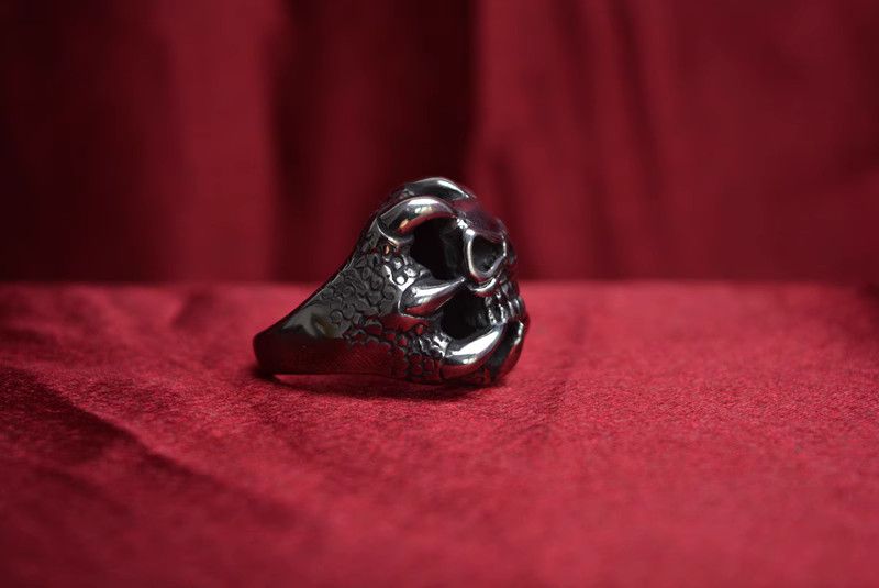 Jewelry Skull Punk Jewelry Rings Open Size Chrome Ring (Size 7-13) Size ONE SIZE - 5 Thumbnail