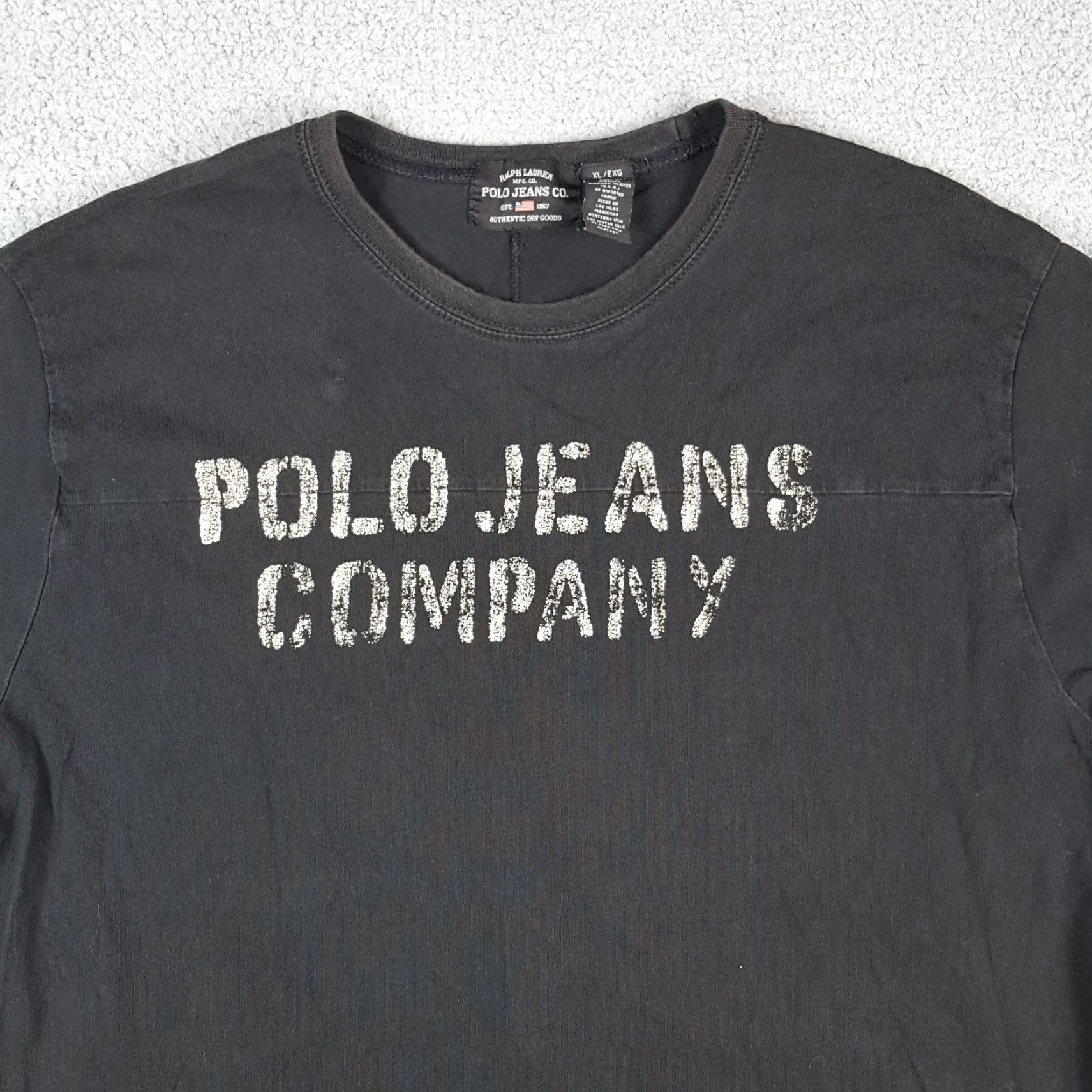 Ralph Lauren VINTAGE Ralph Lauren Polo Jeans Co T-Shirt Men XL Black Cotton Embroidered Logo 90s Grunge Preppy Vintage Size US XL / EU 56 / 4 - 2 Thumbnail