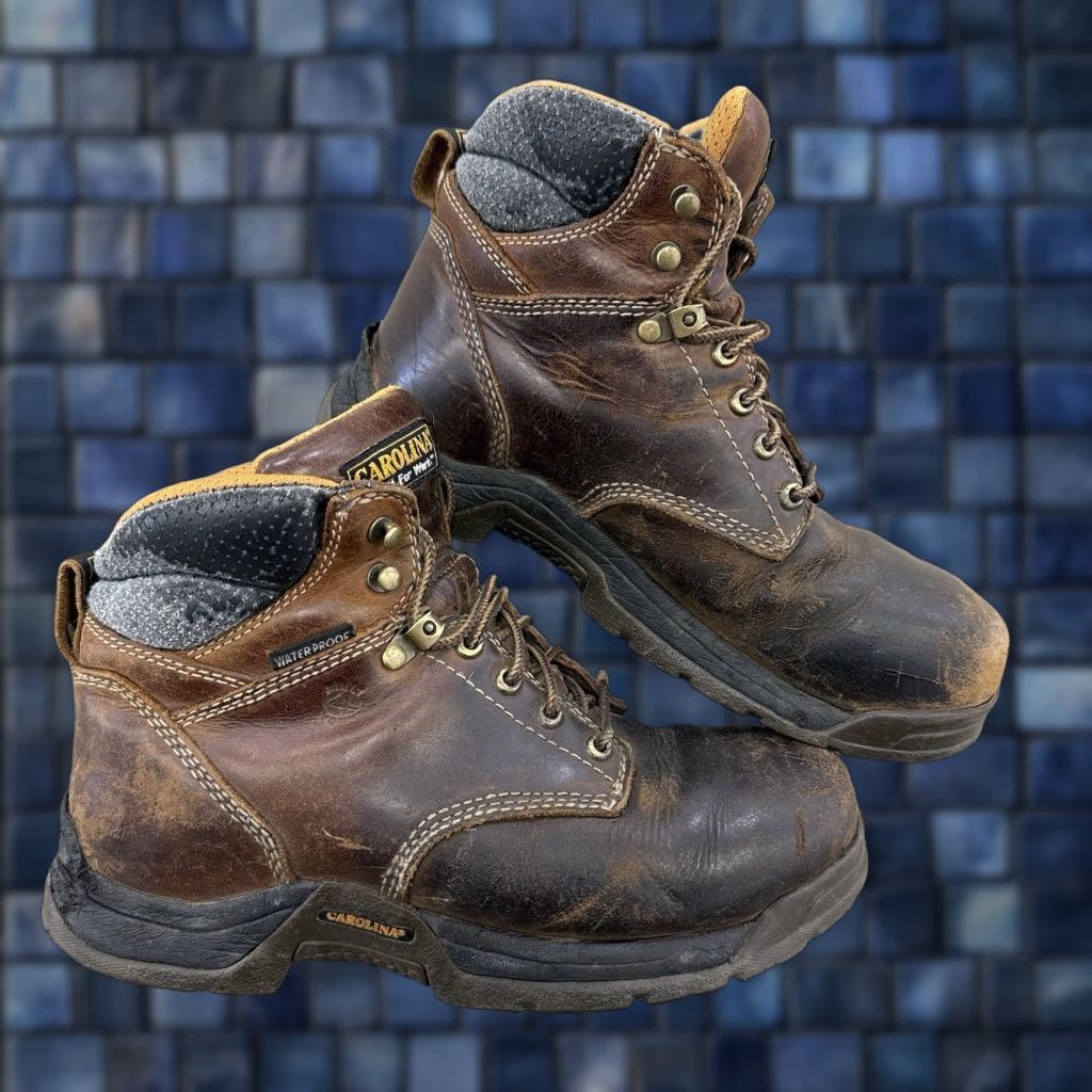 Vintage Carolina Work Boot CA1620 Mens Size 8 Waterproof Leather Brown Distress USA Shoes M Leather Upper Fall Winter Distress Men Muscle Size US 8 / EU 41 - 1 Thumbnail