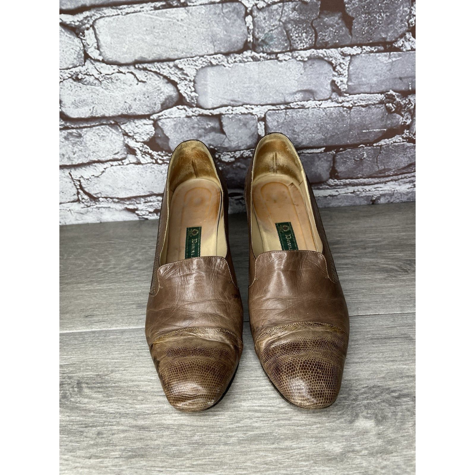 SSSR Venezia Donna Laura Venezia Brown Leather Lizard Embossed Cap Toe Dr Size US 9 / IT 39 - 1 Thumbnail
