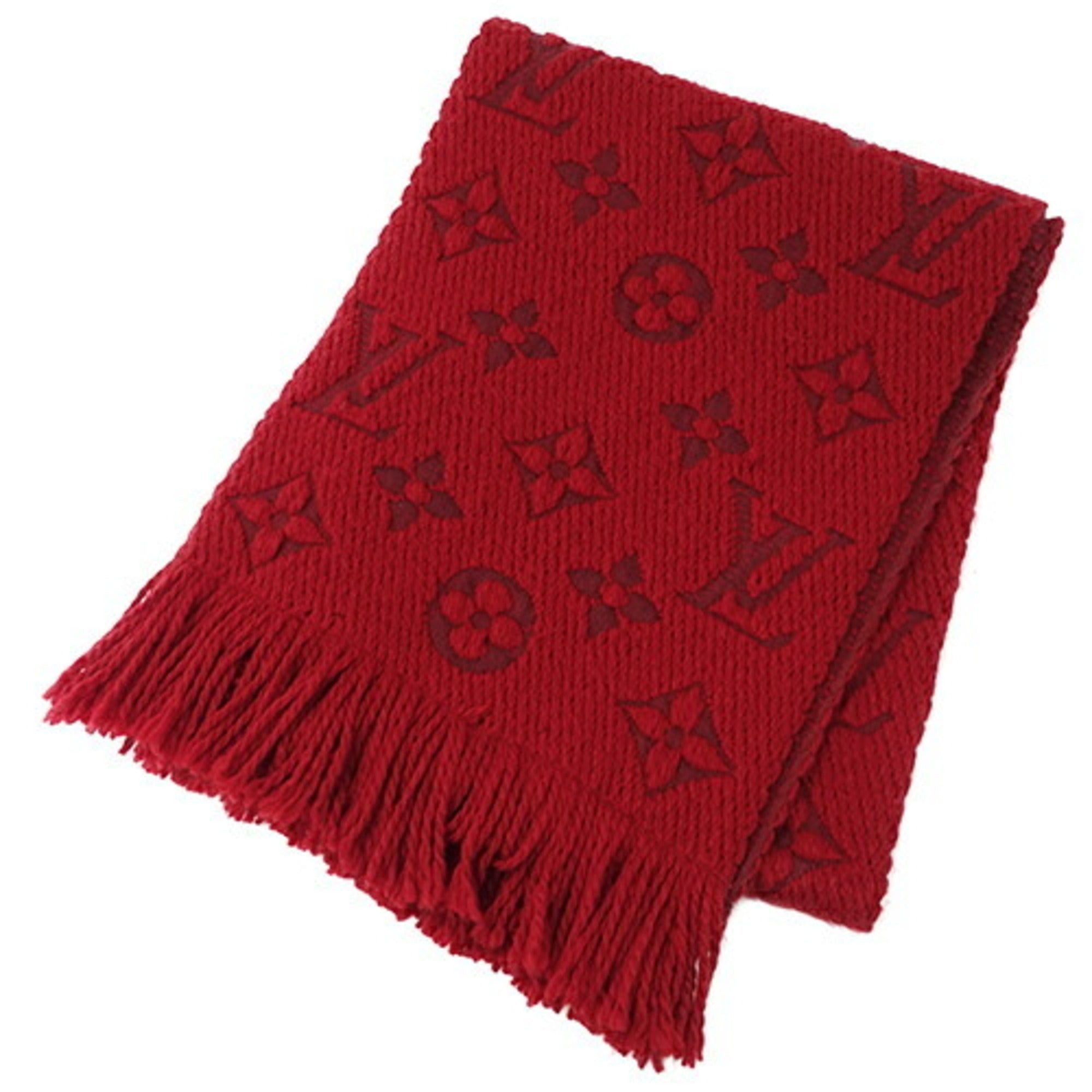 image of Louis Vuitton Muffler Ladies Brand Stole Echarpe Logomania Wool Ruby M72432 Red, Women's