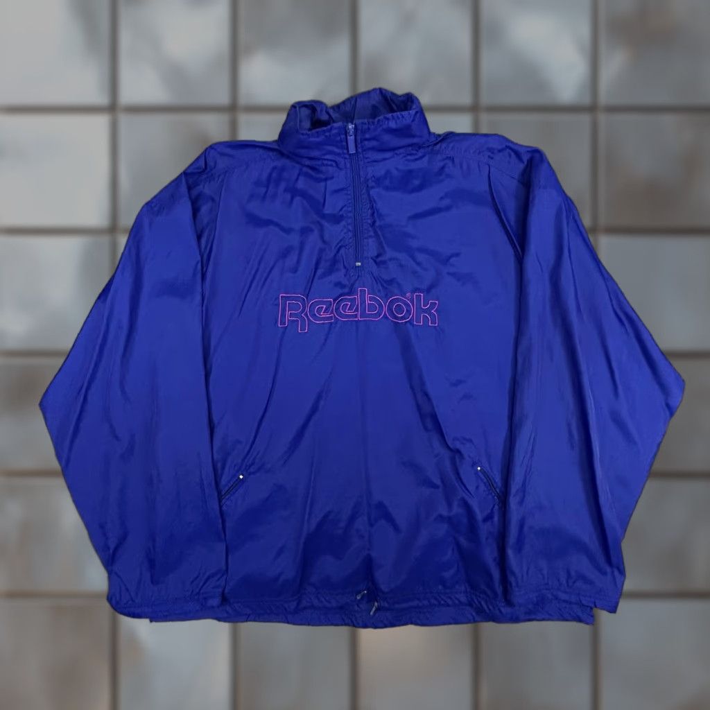 Reebok VINTAGE Reebok Jacket Mens L Blue Nylon Windbreaker 1/4 Zip Pockets Lightweight 90s Pullover Size US L / EU 52-54 / 3 - 1 Thumbnail