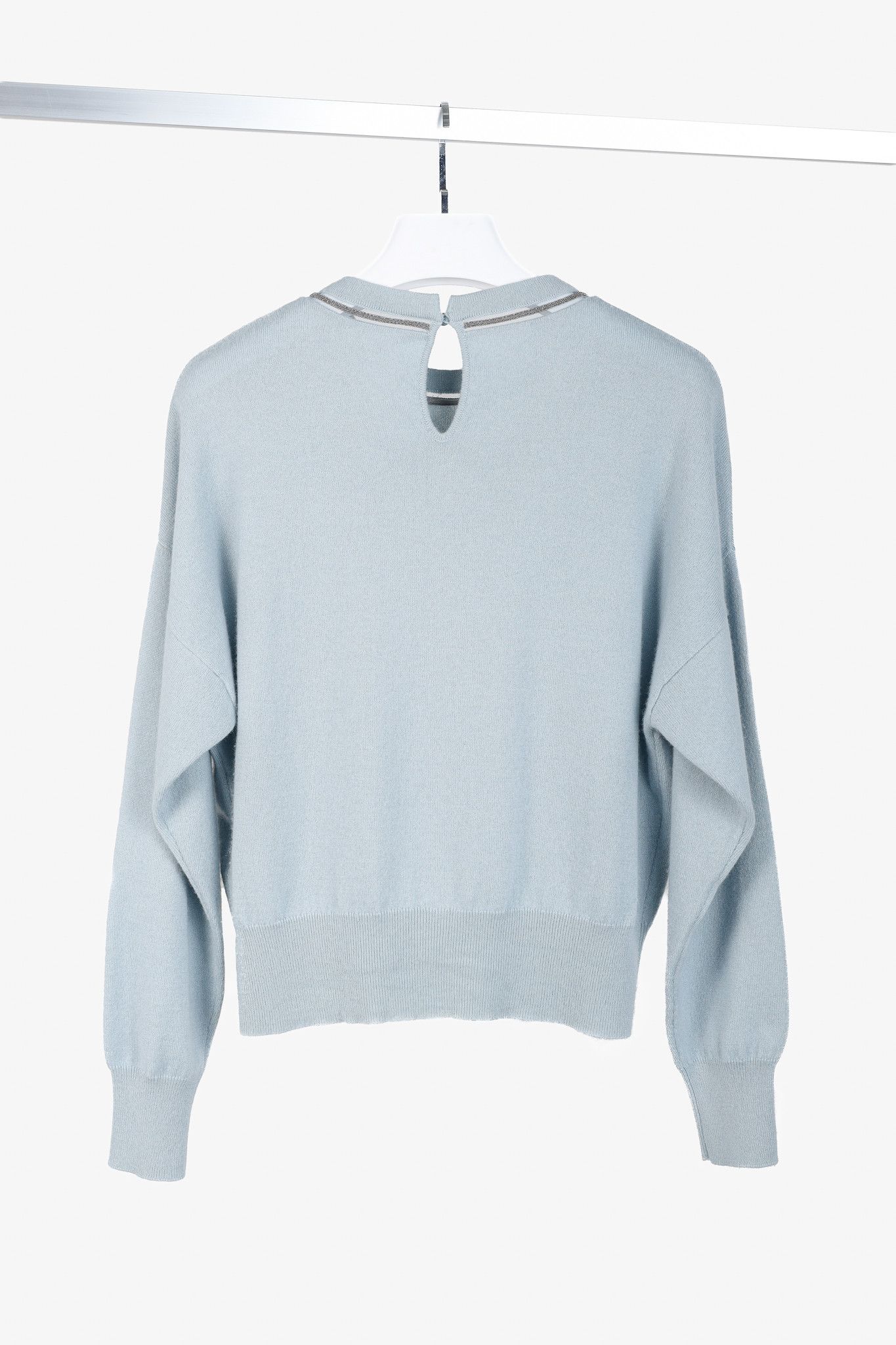 Brunello Cucinelli Brunello Cucinelli SS/20 Blue Cashmere Monili-Bead Sweater Size L / US 10 / IT 46 - 2 Thumbnail