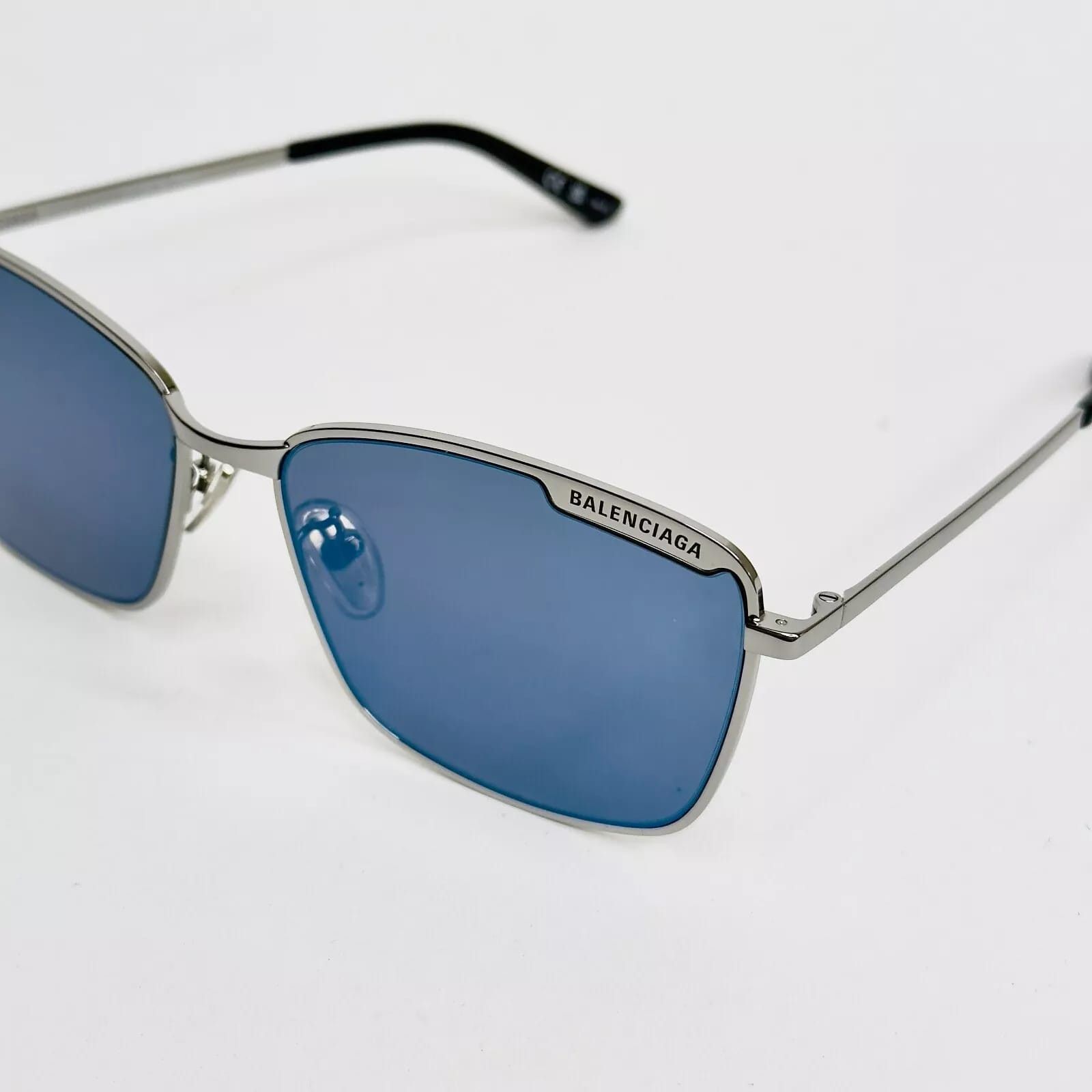 Balenciaga BALENCIAGA TAG PLATE 0280 Ruthenium Blue Mirror BB0280SA 003 Size ONE SIZE - 2 Thumbnail