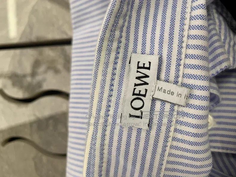 Loewe Loewe Embossed Leather Chest Pocket Striped Cotton Long Sl Size US XXS / EU 40 - 2 Thumbnail