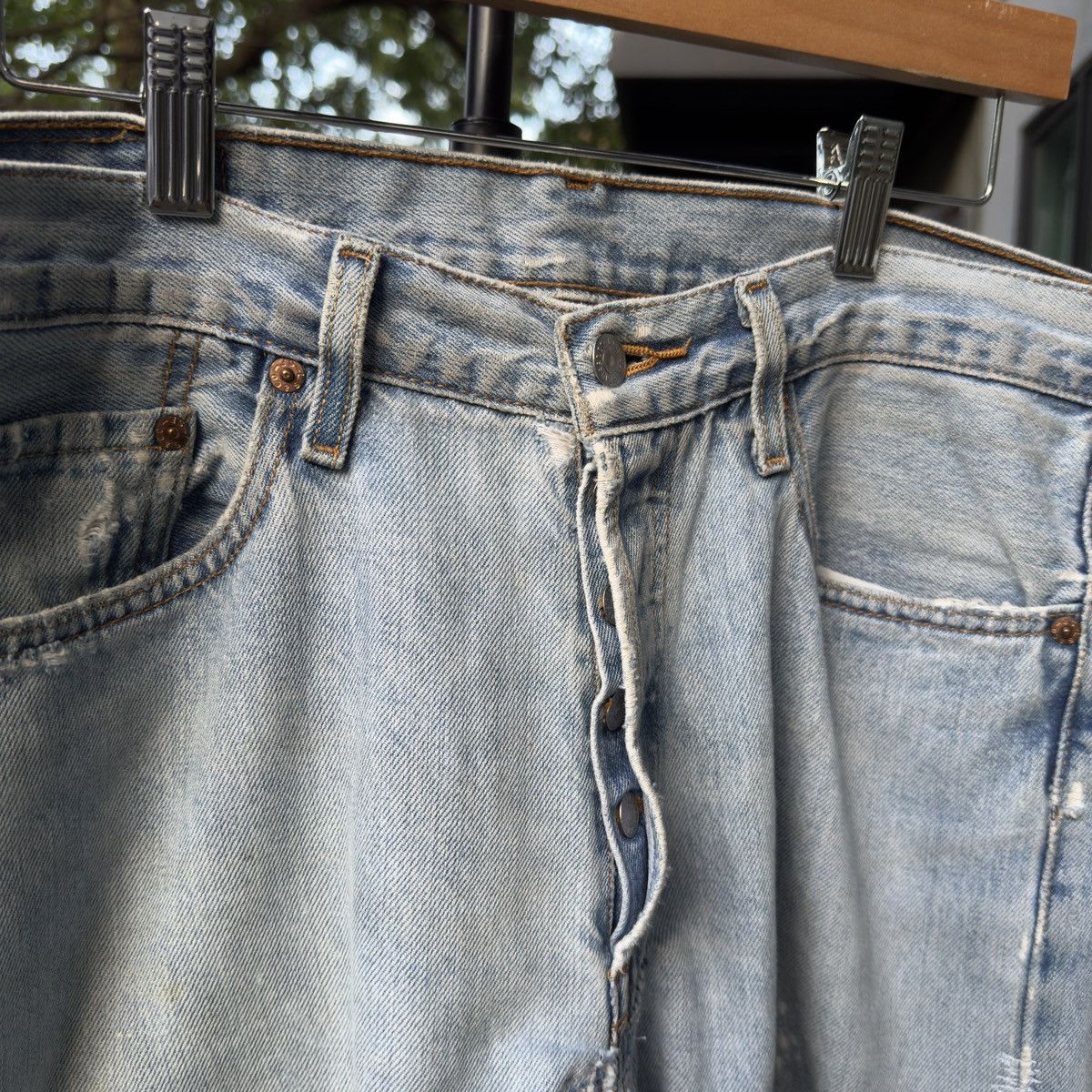 Levi's Levi's 501 Thrashed Faded Repaired Jeans ERD Grunge Chrome Size US 33 - 14 Thumbnail