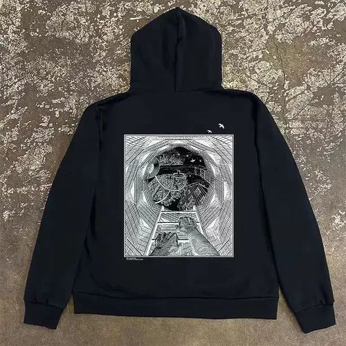 Other Black street retro illustration pattern loose hoodie Size US L / EU 52-54 / 3 - 5 Thumbnail