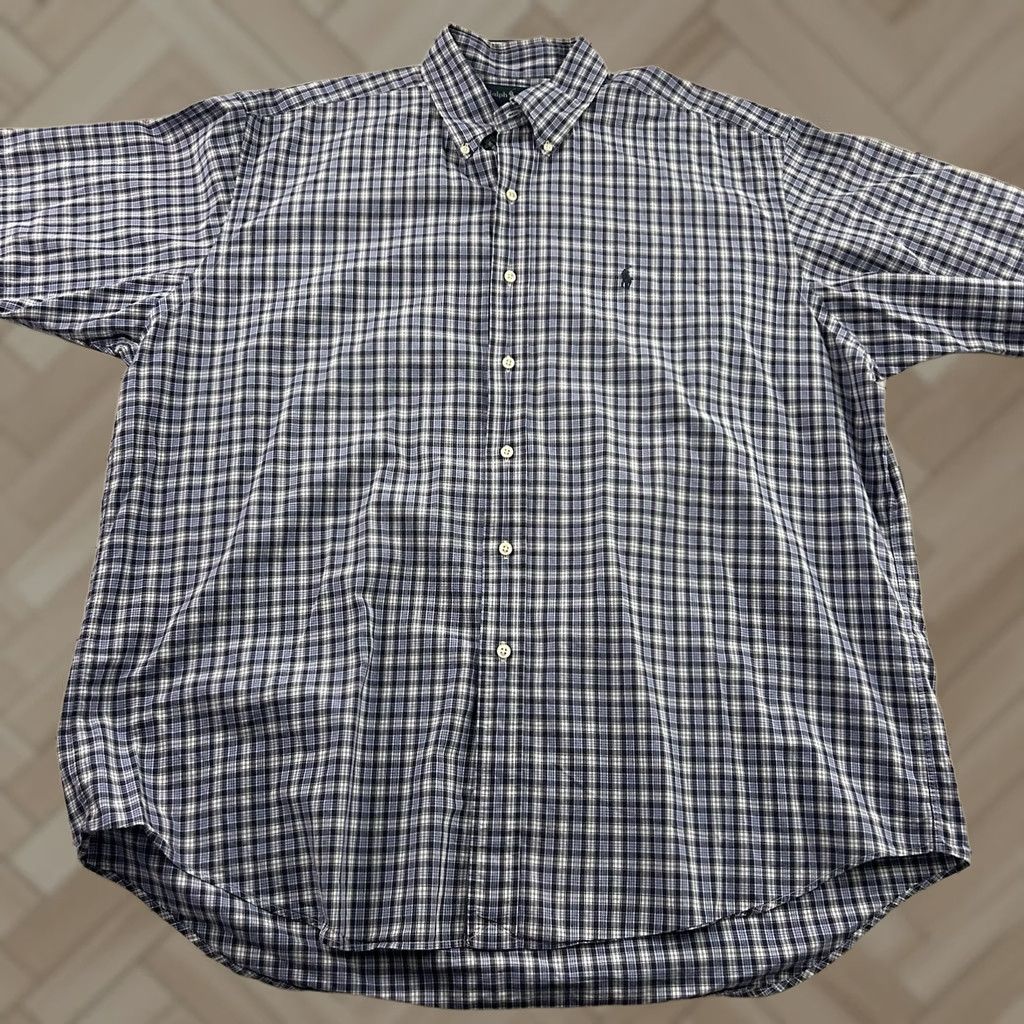 Polo Ralph Lauren Polo Ralph Lauren Blake Plaid Short Sleeve Button Front Shirt Men's XL Blue Size US XL / EU 56 / 4 - 1 Thumbnail
