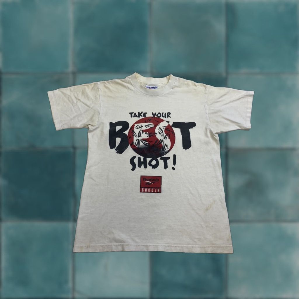 Reebok VINTAGE Reebok Soccer T Shirt Mens Medium White Take Your Best Shot Size US M / EU 48-50 / 2 - 1 Thumbnail