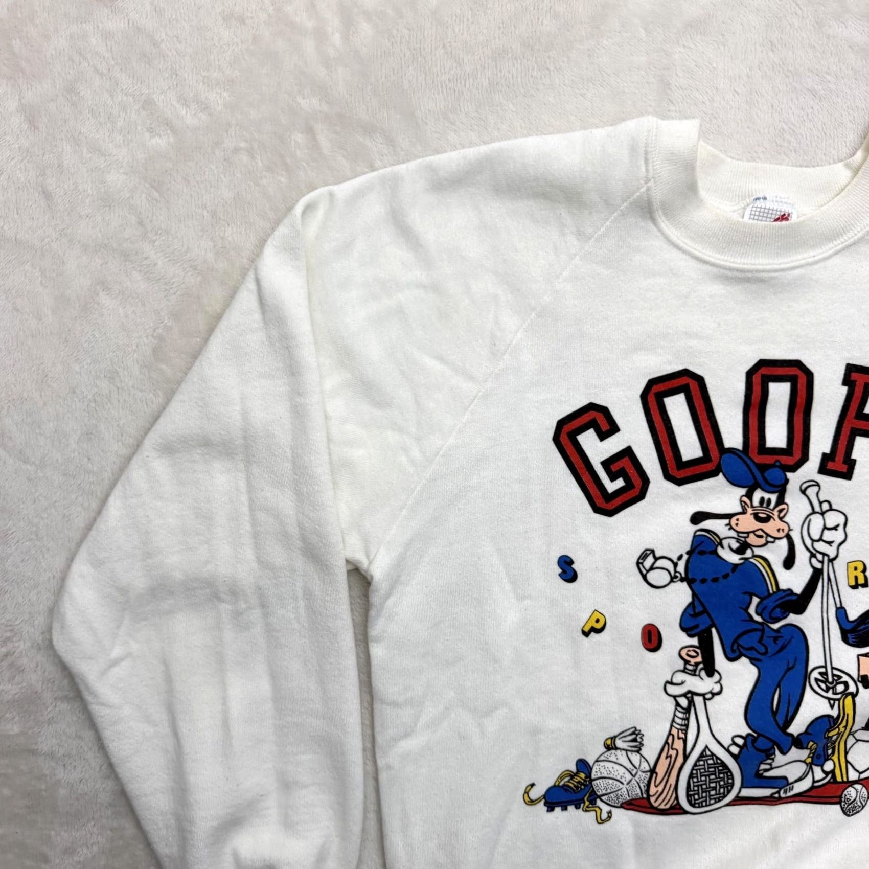 Jerzees VINTAGE Disney Goofy Sports Jerzees Sweatshirt Mens Large White Graphic Print Sweatshirt USA Mens L Size US L / EU 52-54 / 3 - 7 Thumbnail