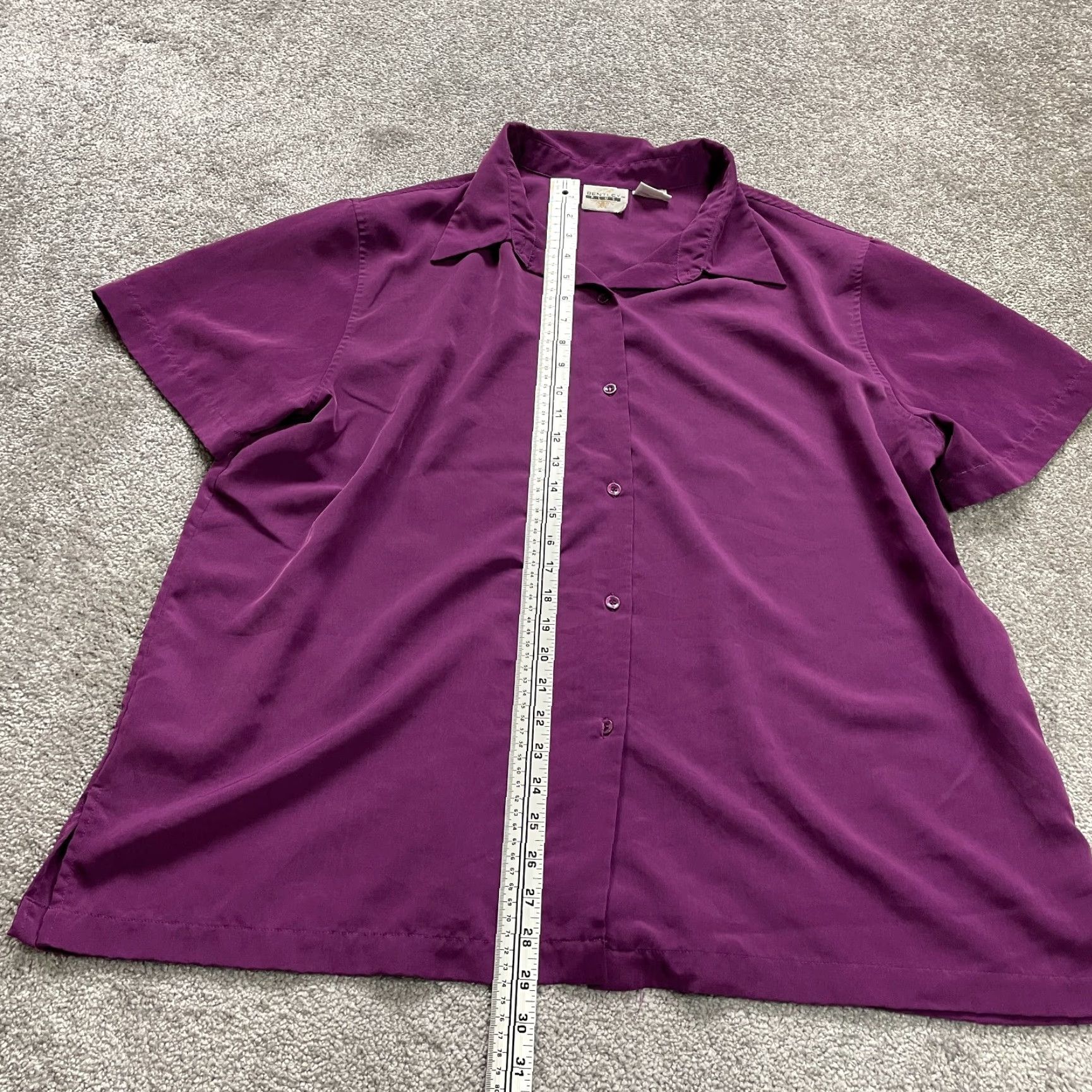 Vintage Bently Plus Button Down Shirt Womens 22W Purple Short Sleeve Polyester Casual Size 3XL / US 20-22 - 6 Thumbnail