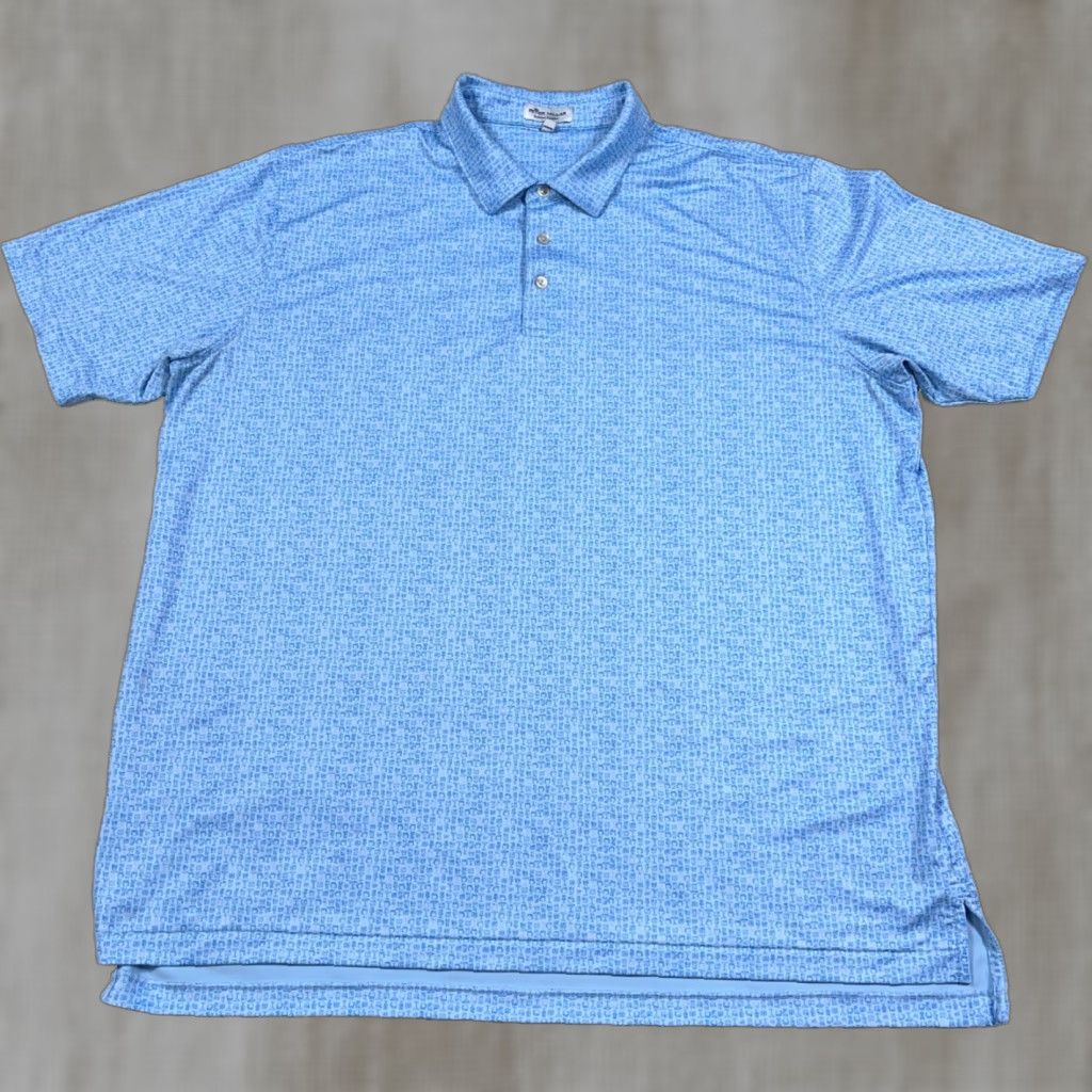 Peter Millar Peter Millar Polo Shirt Men 2XL Blue Geometric Logo Short Sleeve Size US XXL / EU 58 / 5 - 1 Thumbnail