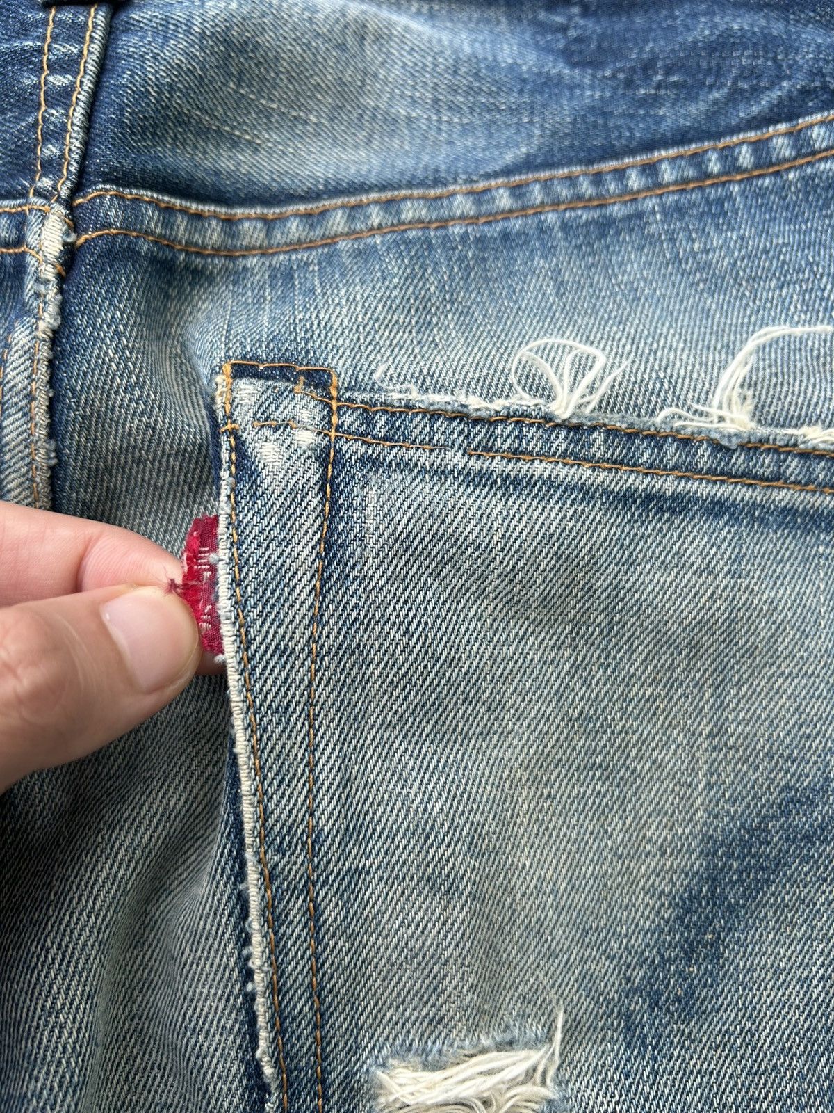 Kapital Vintage Levis Big E Selvedge Distressed Denim Jeans Size US 30 / EU 46 - 10 Thumbnail