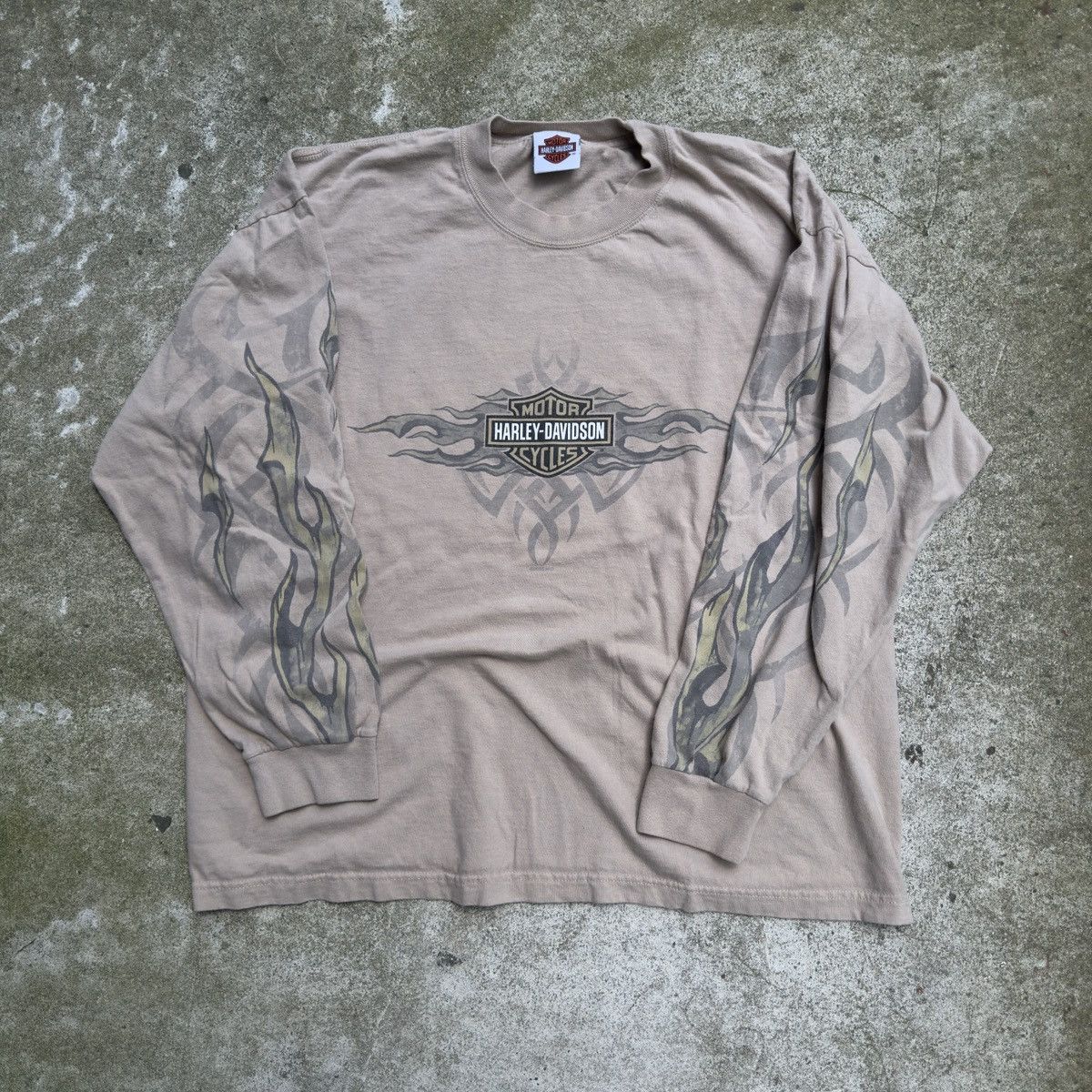 Harley Davidson Vintage Harley Davidson Beige Flame Longsleeve Size US XL / EU 56 / 4 - 7 Thumbnail