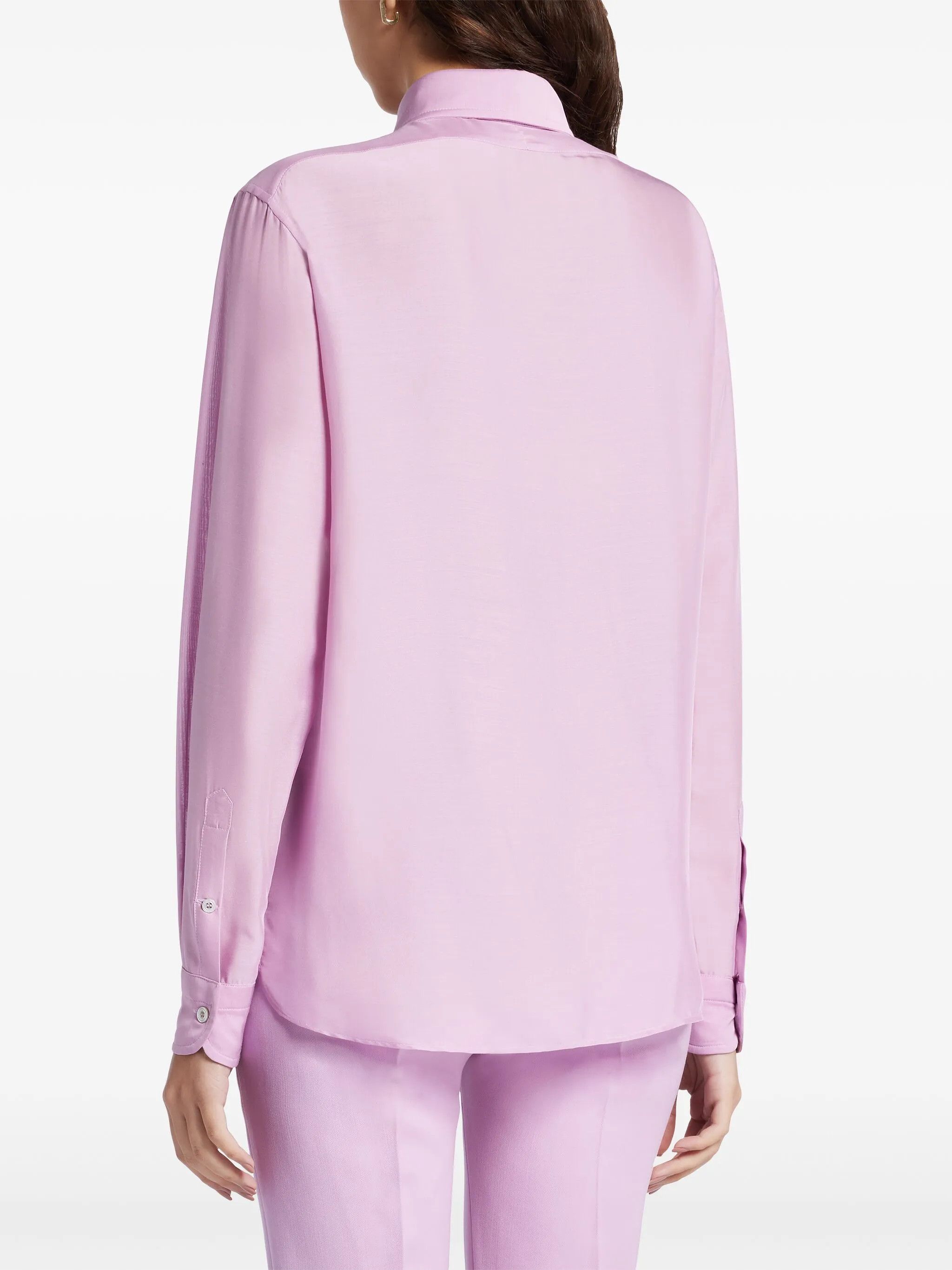 Tom Ford o1w1db10525 CA3254 Plisse Detailed Silk Shirt in Pink Size S / US 4 / IT 40 - 4 Thumbnail