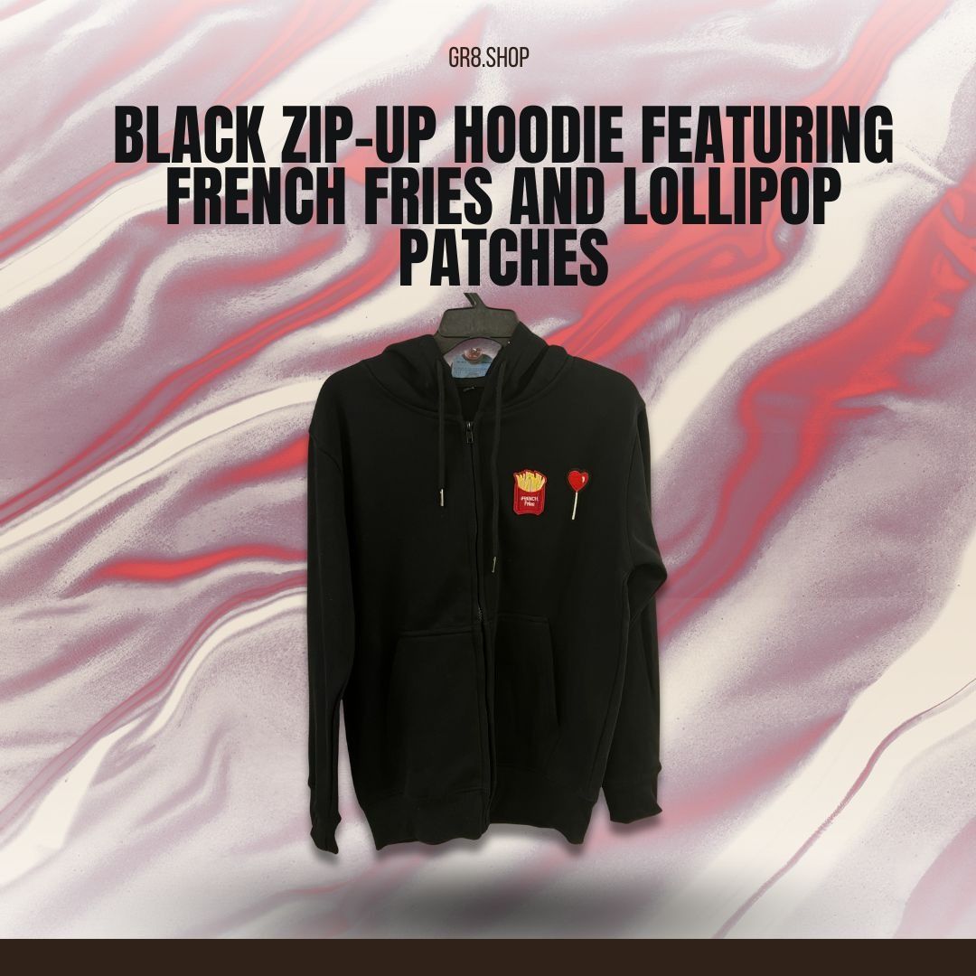Other Black Zip-Up Hoodie W/ French Fries & Lollipop Patches Mediu Size US M / EU 48-50 / 2 - 1 Thumbnail