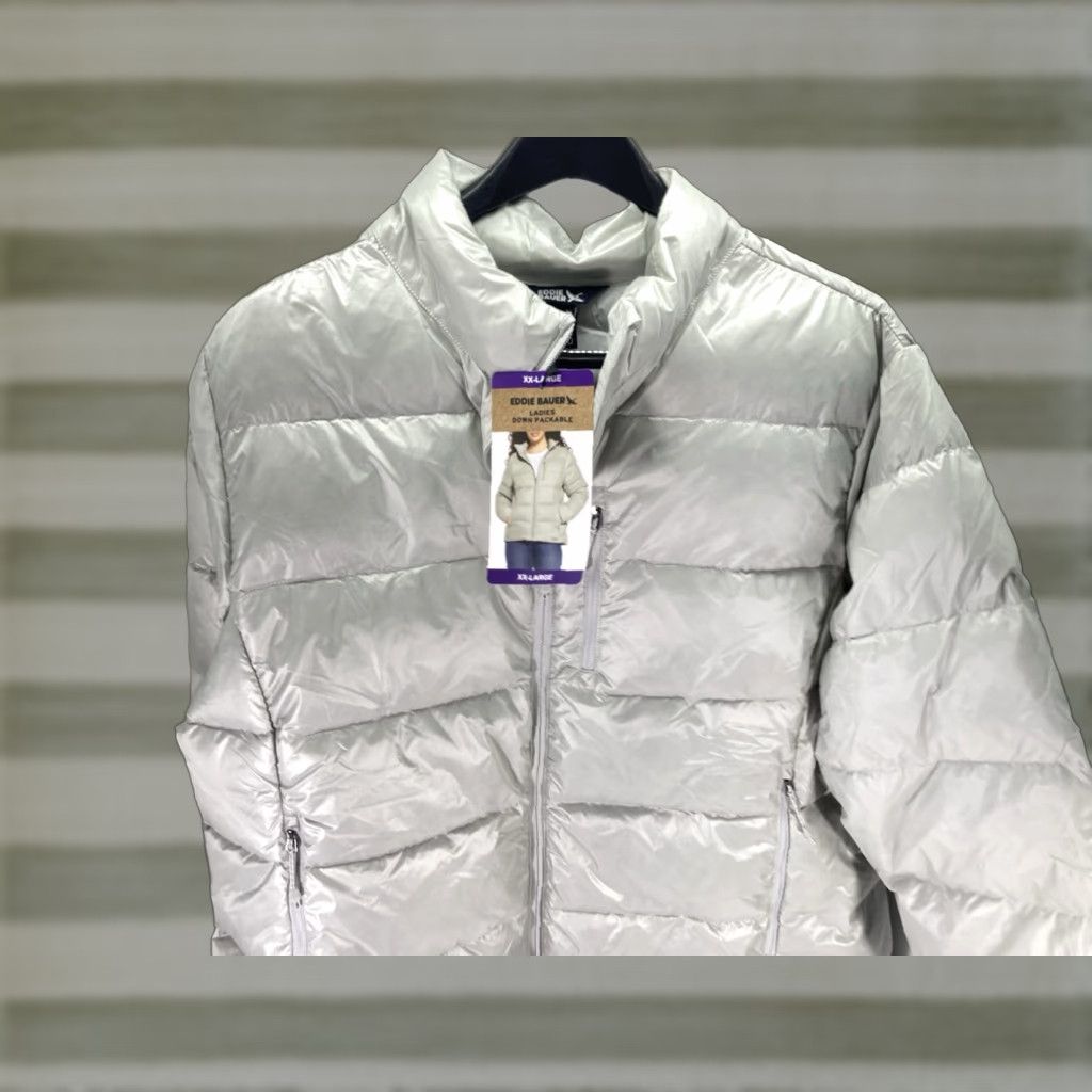 デ*様 00s Eddie Bauer down puffer jac Eddie Bauer Down Puffer Jacket Coat Women 2XL Packable Full Zip