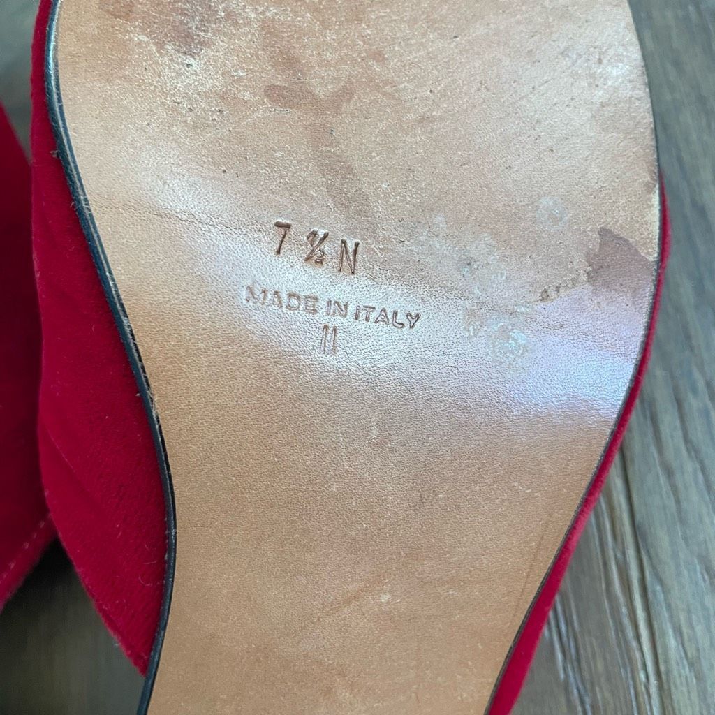 Other 70s Amalfi by Rangoni Red Velvet Open Toe Mules Block Heel 7 Size US 7.5 / IT 37.5 - 9 Thumbnail