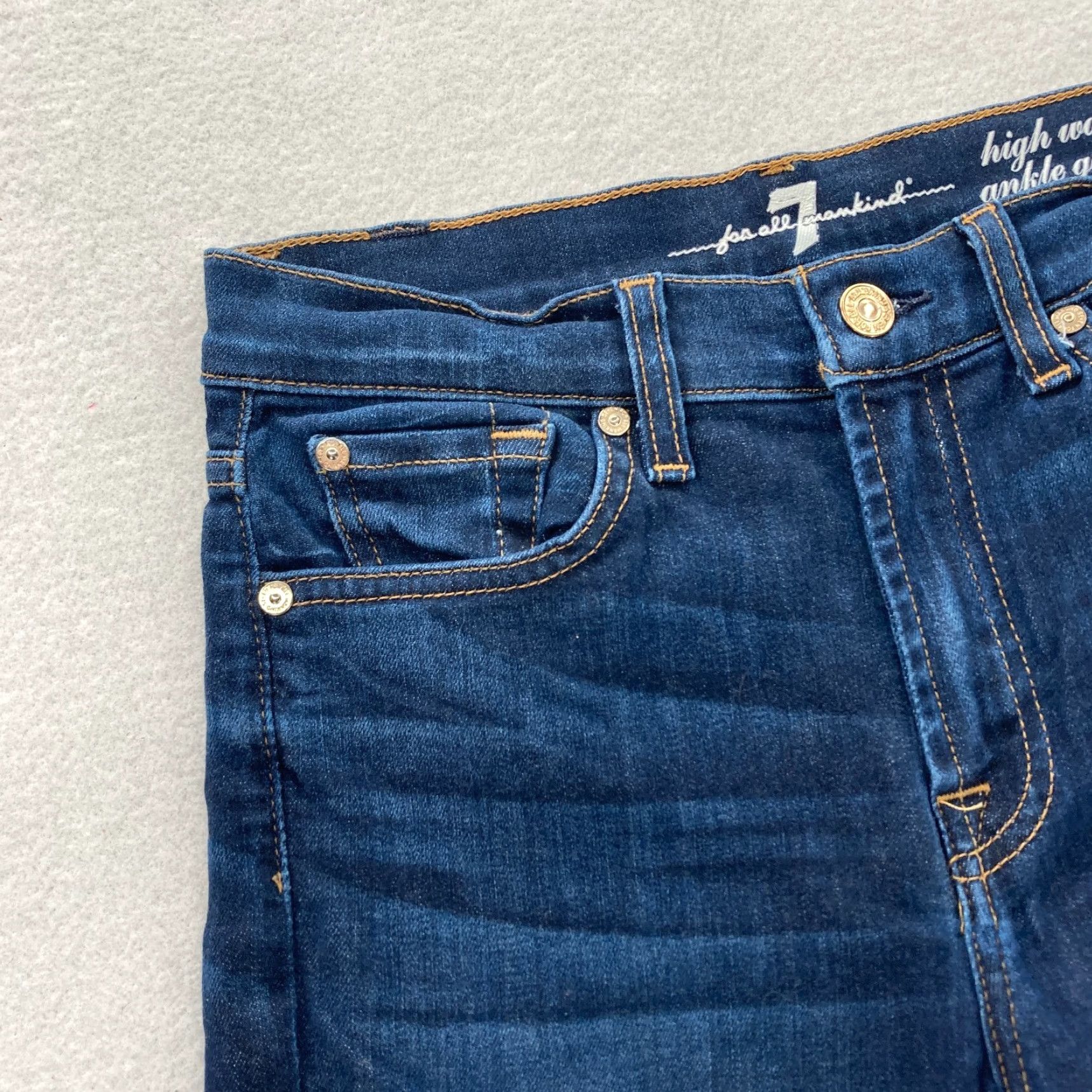 7 For All Mankind 7 For All Mankind Gwenevere Jeans Women's 27 Skinny Dark Wash Blue Stretch Denim Size 27" / US 4 / IT 40 - 3 Thumbnail